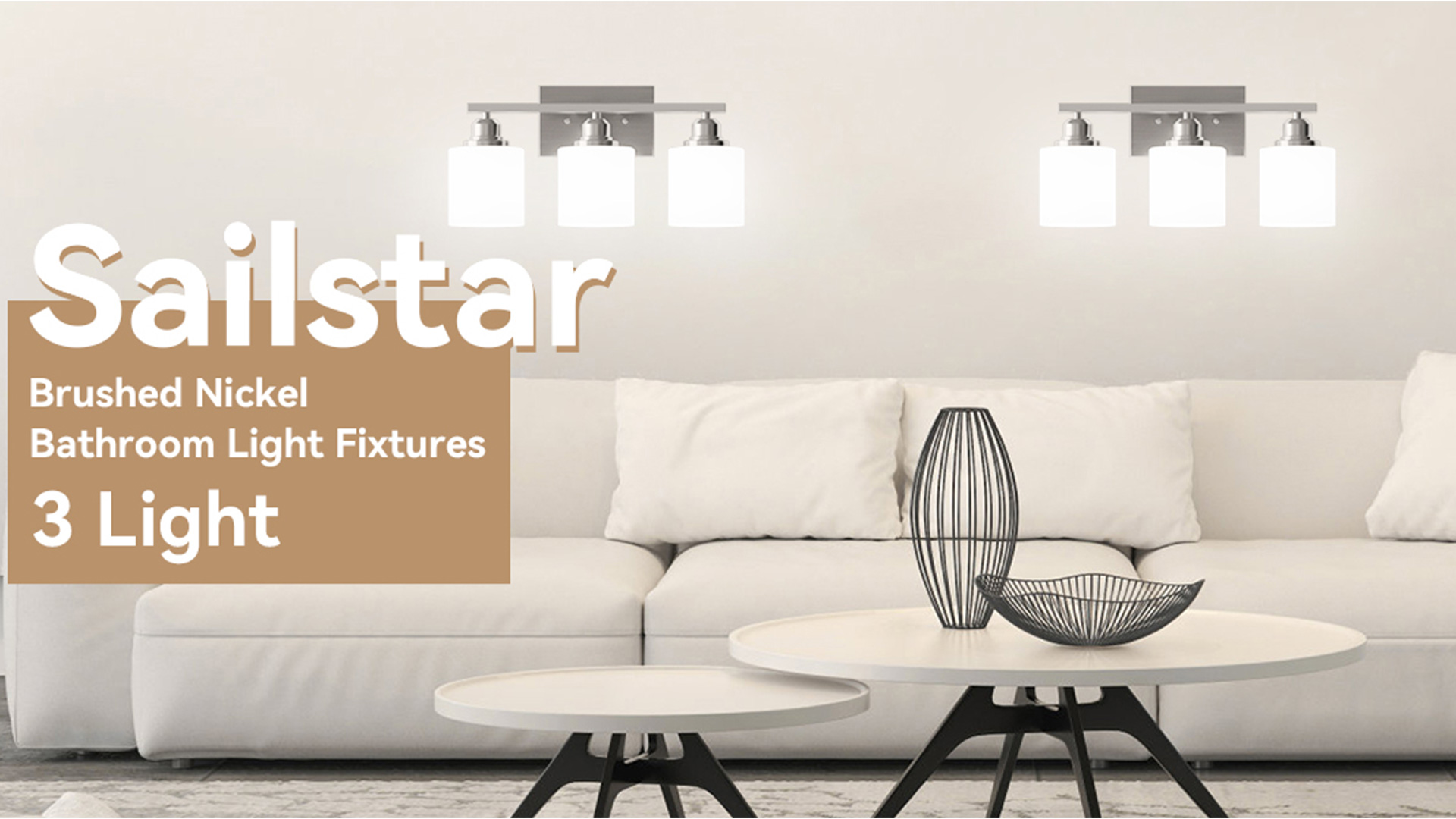 Sailstar Bathroom Light Fixtures Over Mirror, 3-Light Vanity