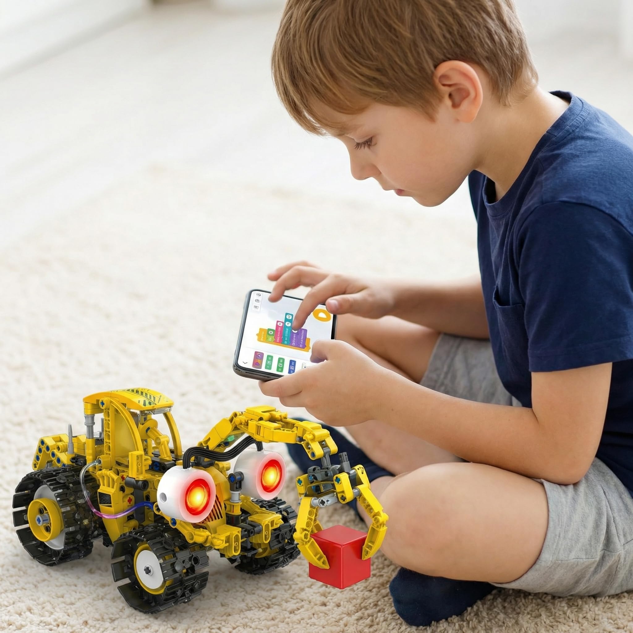 Robot Niños 5-en-1 673 Piezas Servomotor LED – App RC Batería Recargable | Kit Robótica Stem Regalo Niño 8-14 Años Combate Robot Teledirigido