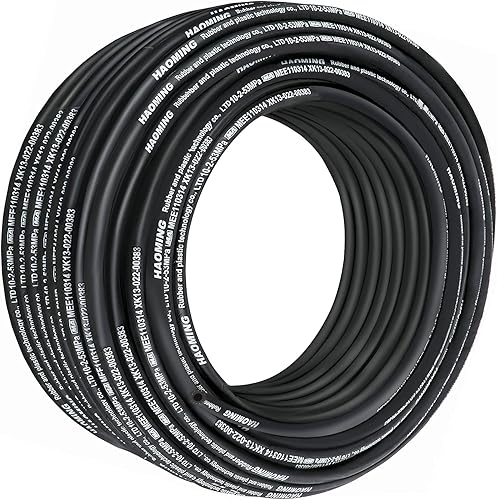 VEVOR Manguera hidráulica de goma de 328 pies con 2 trenzas de alambre de acero de alta resistencia, diámetro interior 38 pulgadas, 5000 PSI máximo,