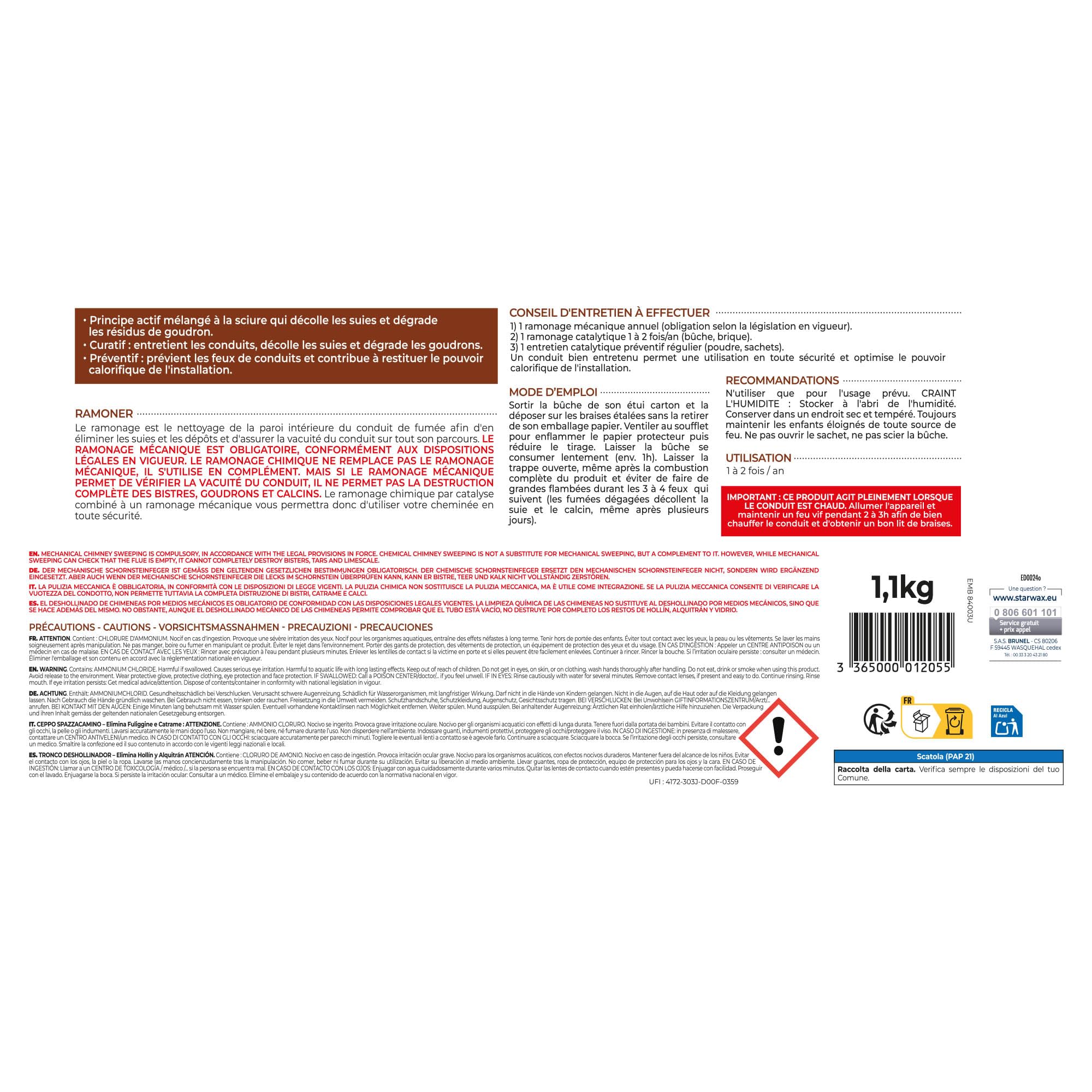 Image secondaire de Bûche de Ramonage STARWAX pour Poêle et Cheminée - Élimine Suie et Goudron