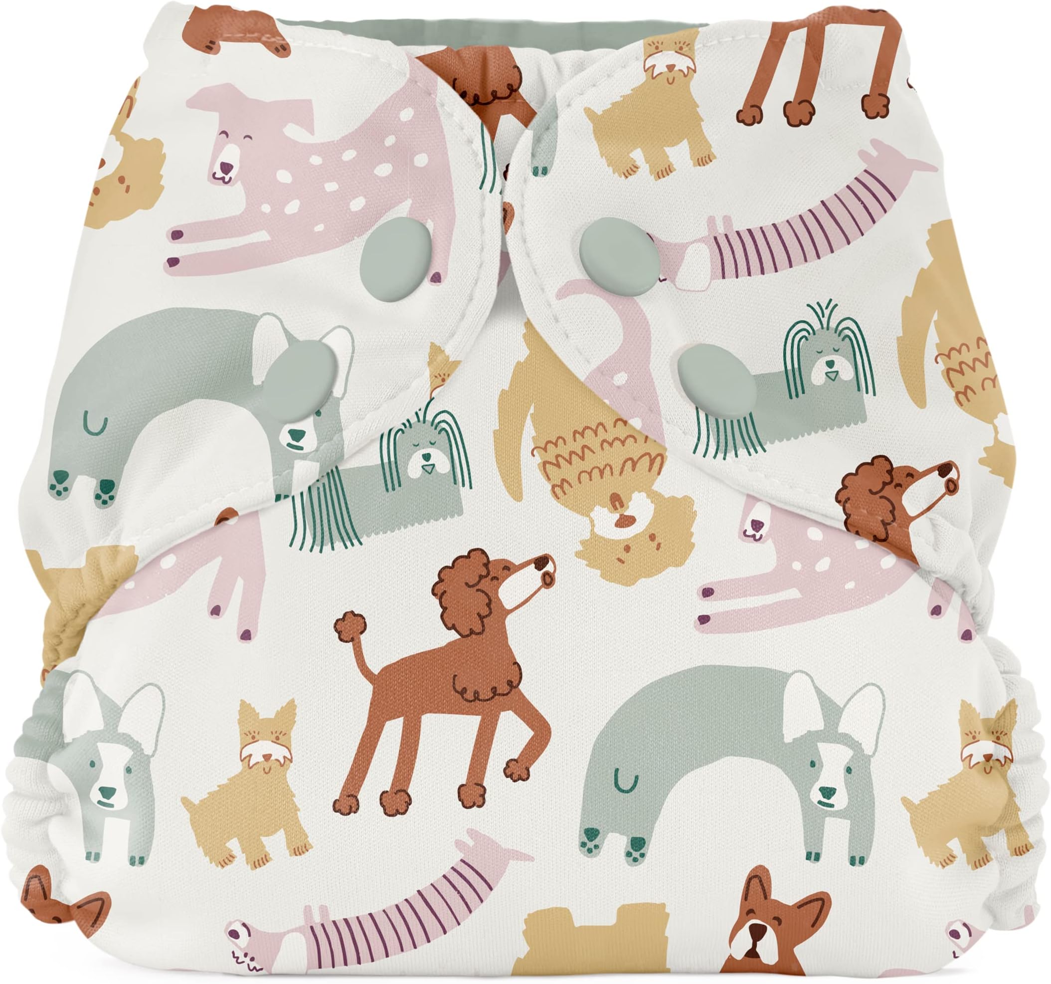 Esembly Cloth Diaper Cover - Reusable Swim Diaper, Waterproof, Breathable - Adjustable Outer Layer Over Absorbent Inner for Blowout Protection - Off-Leash, Size 1 (7-17lbs)