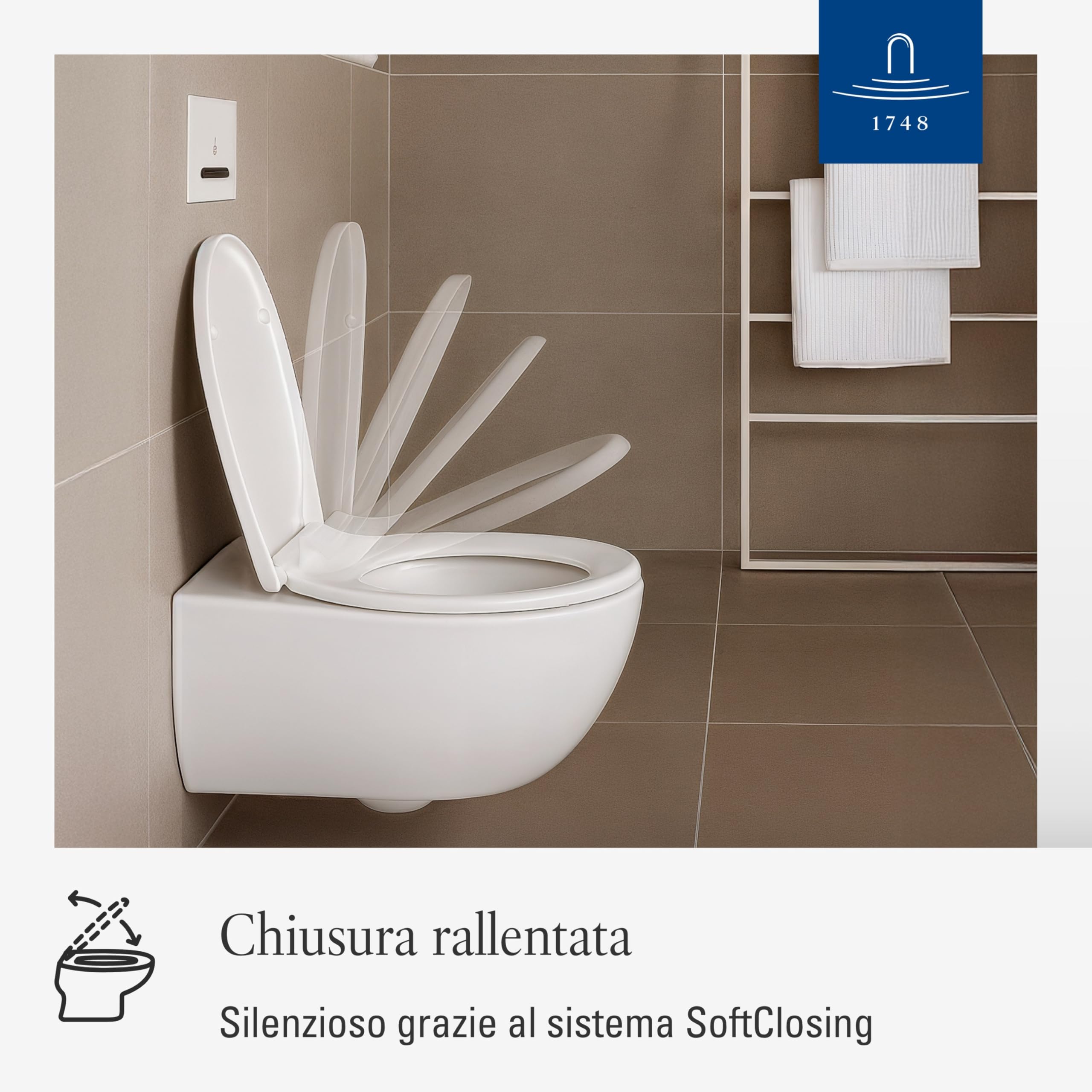 Villeroy & Boch Universal sedile WC, forma ovale – Bianco Alpino | Con chiusura rallentata, rimovibile, Duroplast infrangibile, ricambio originale, 8M94S101