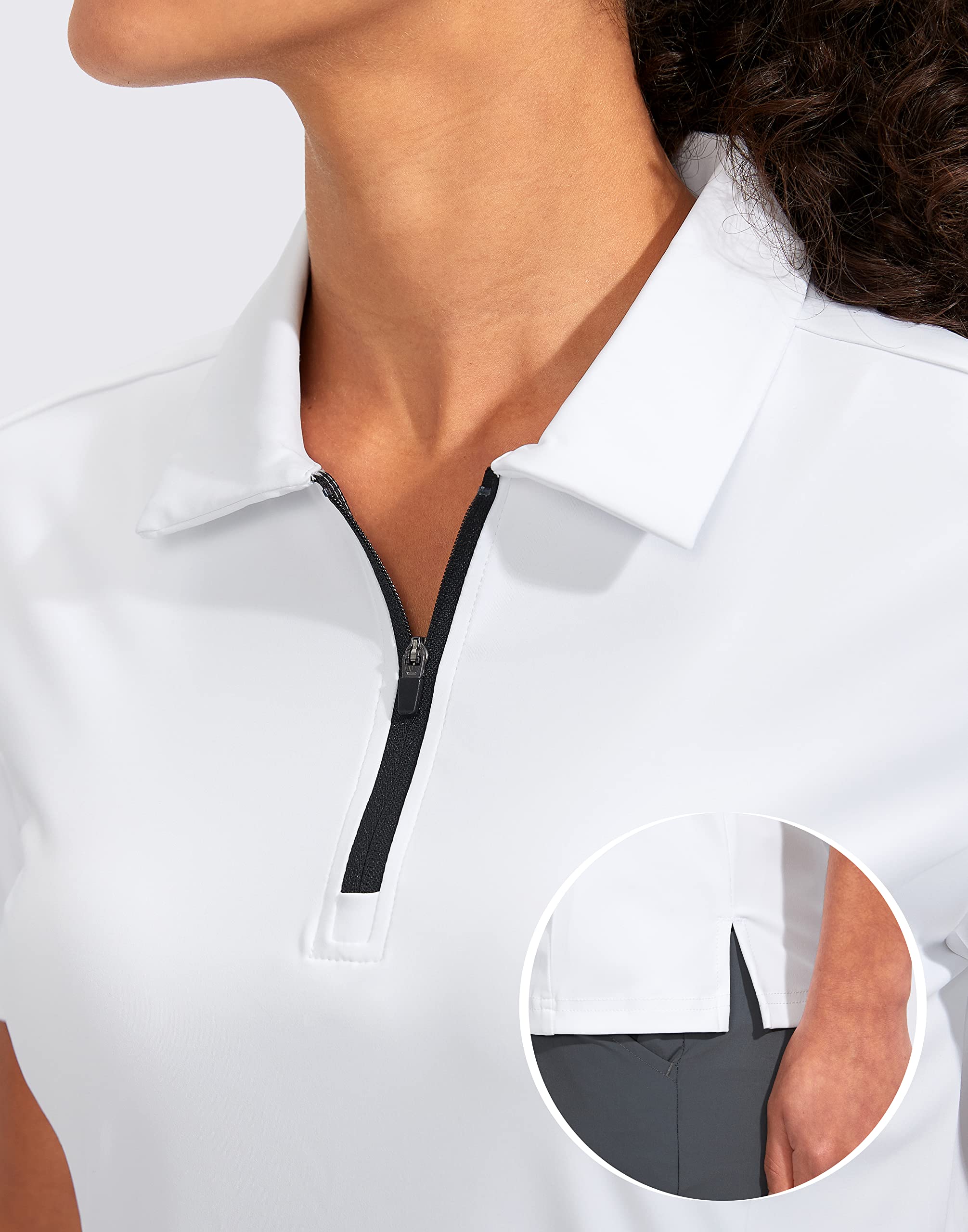 Viodia Camisa de Golf de Manga Corta para Mujer, con Cremallera, de Secado rápido, elástica, Cuello de Tenis, para Mujer, Ropa de Golf