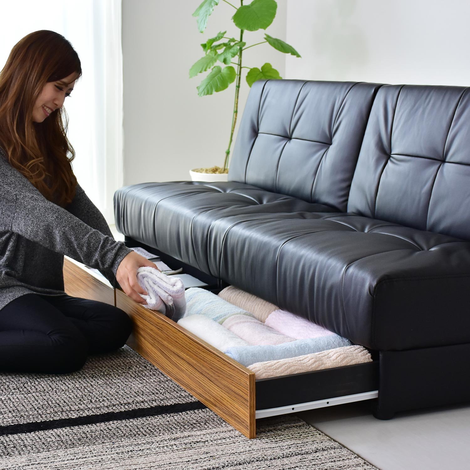 Amazon｜DORIS ドリス ソファーベッド シングル 収納 幅176