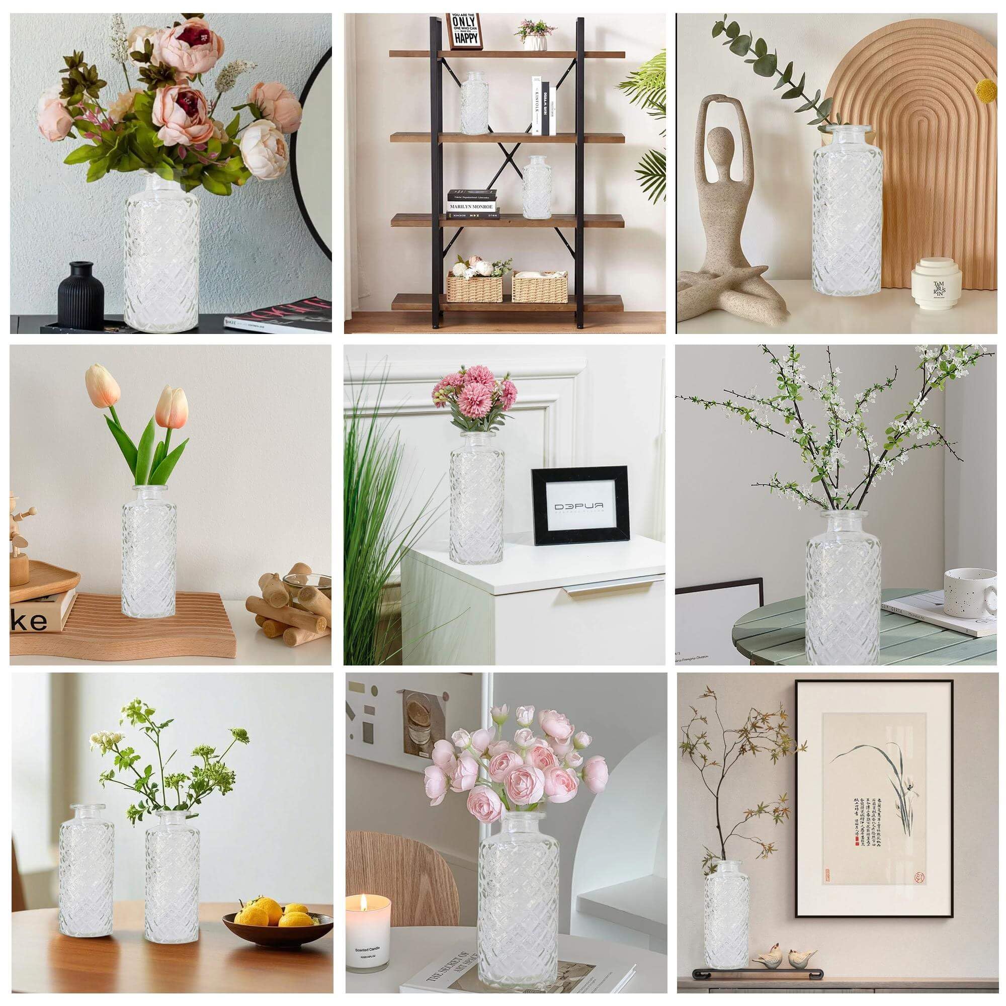 Aheroi 32 Pcs Bud Vase Set, Clear Vases For Centerpieces, Cute Glass Bud Vases Small Vases For Flowers, Mini Vase Flower Vase Set For Wedding Decorations, Room Office Table Decor