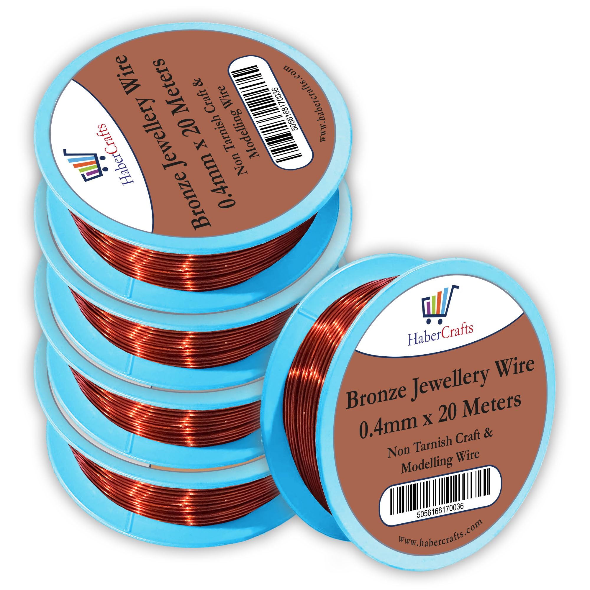 Habercrafts Bronze - 0.4Mm 0.4Mm Bronze Jewellery Wire Tarnish Proof Brass Bendable Metal Wire For Jewellery Making Sculpting Modelling Crafts Wire Weaving & Wrapping (0.4Mm - Bronze - 26 Gauge - 5 Spools - 100 Meters)