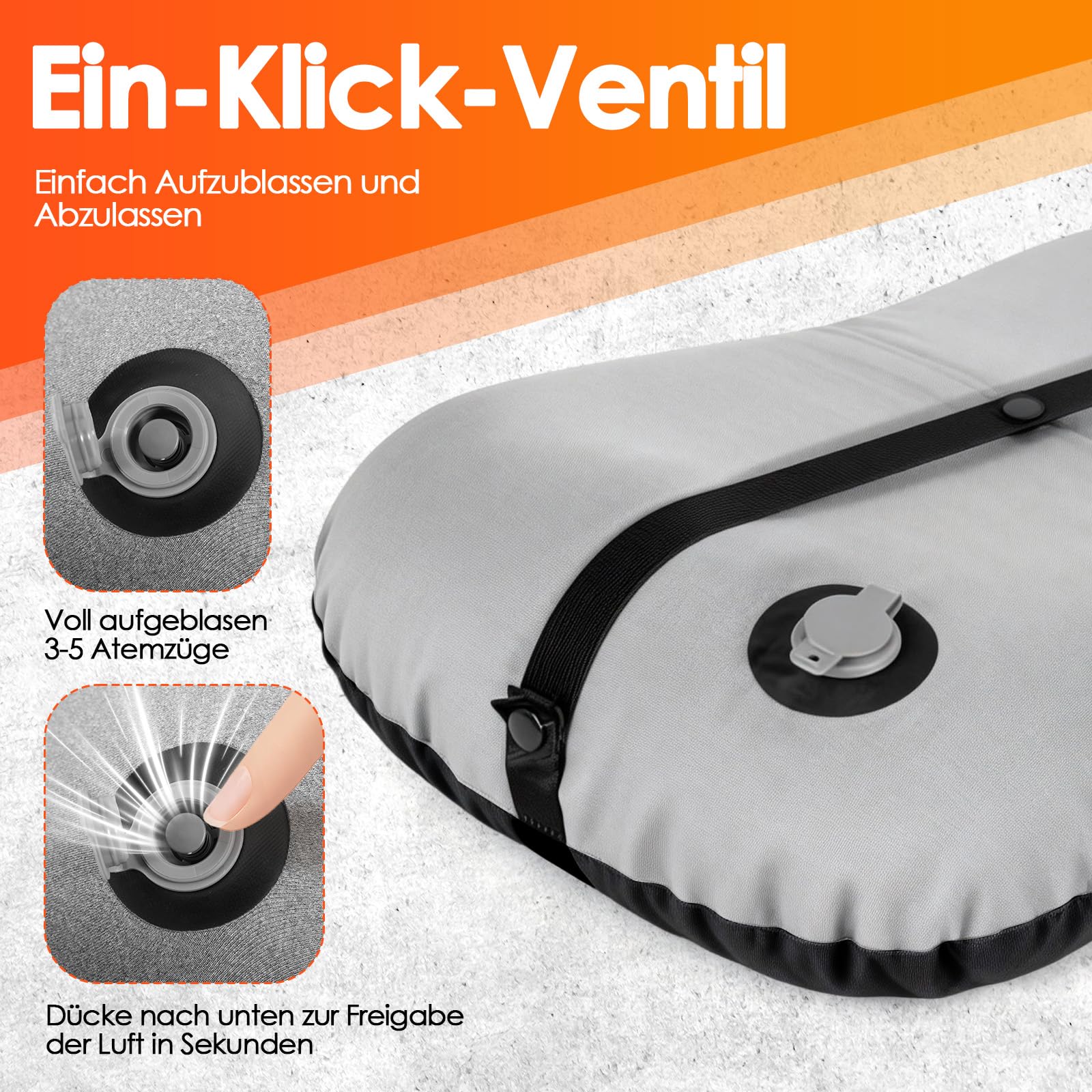 Aufblasbares Nackenkissen mit Schaumstoff für Reise und Camping
