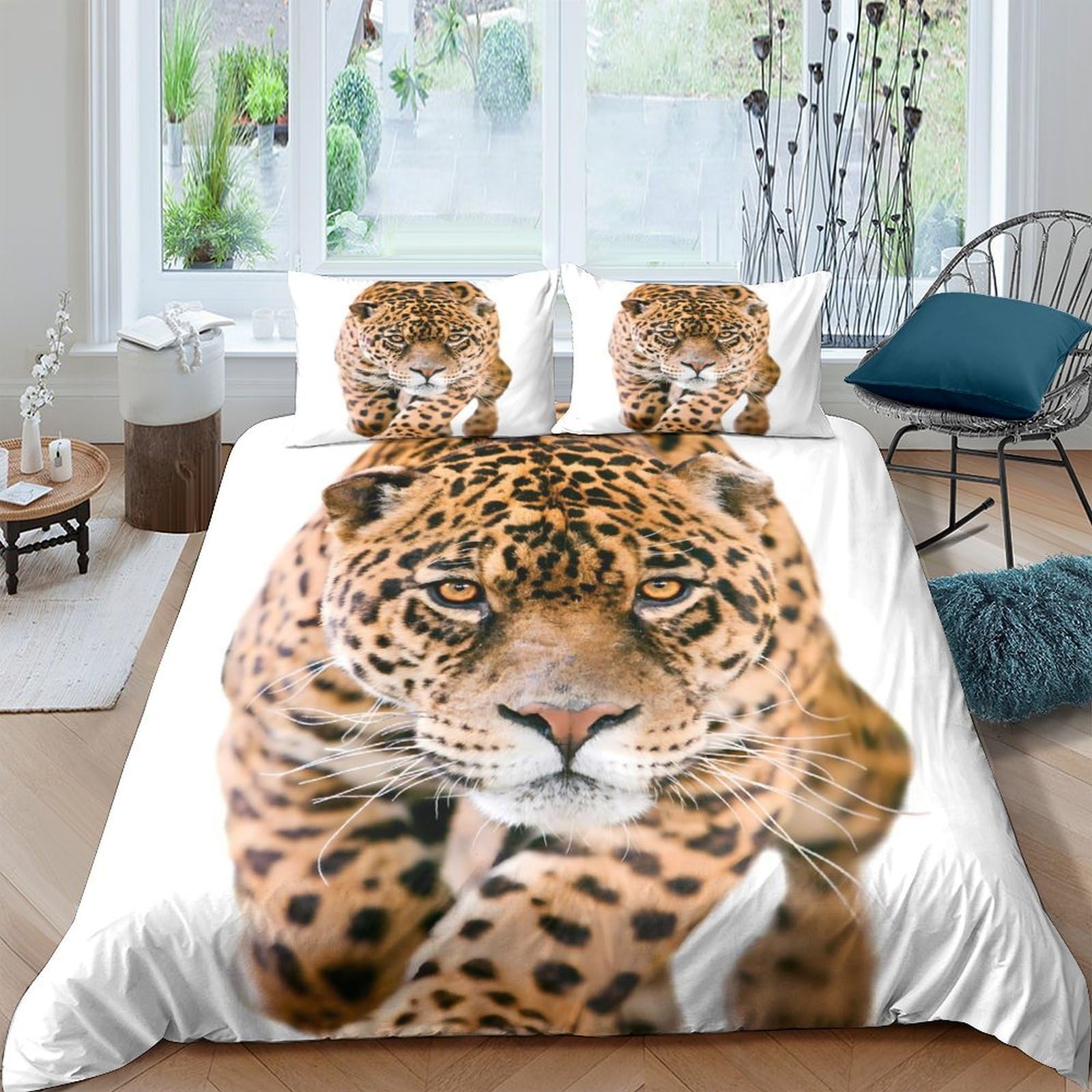 Ctjqhvkz Style-4 3D Printed Leopard Fitted Sheet Microfiber Soft Animal Pattern Bed Cover For Bedroom Guest Room Decor Single（135X200cm）