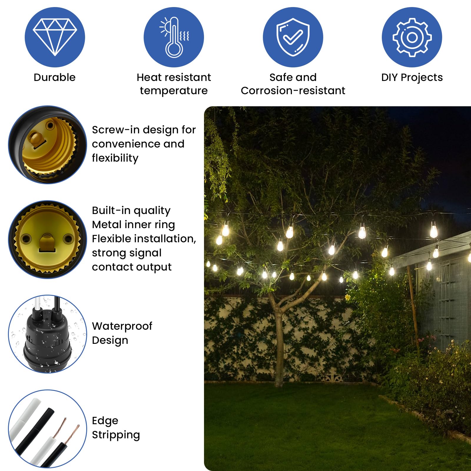 16 E27 Waterproof Lamp Holders - Durable & Weatherproof -3