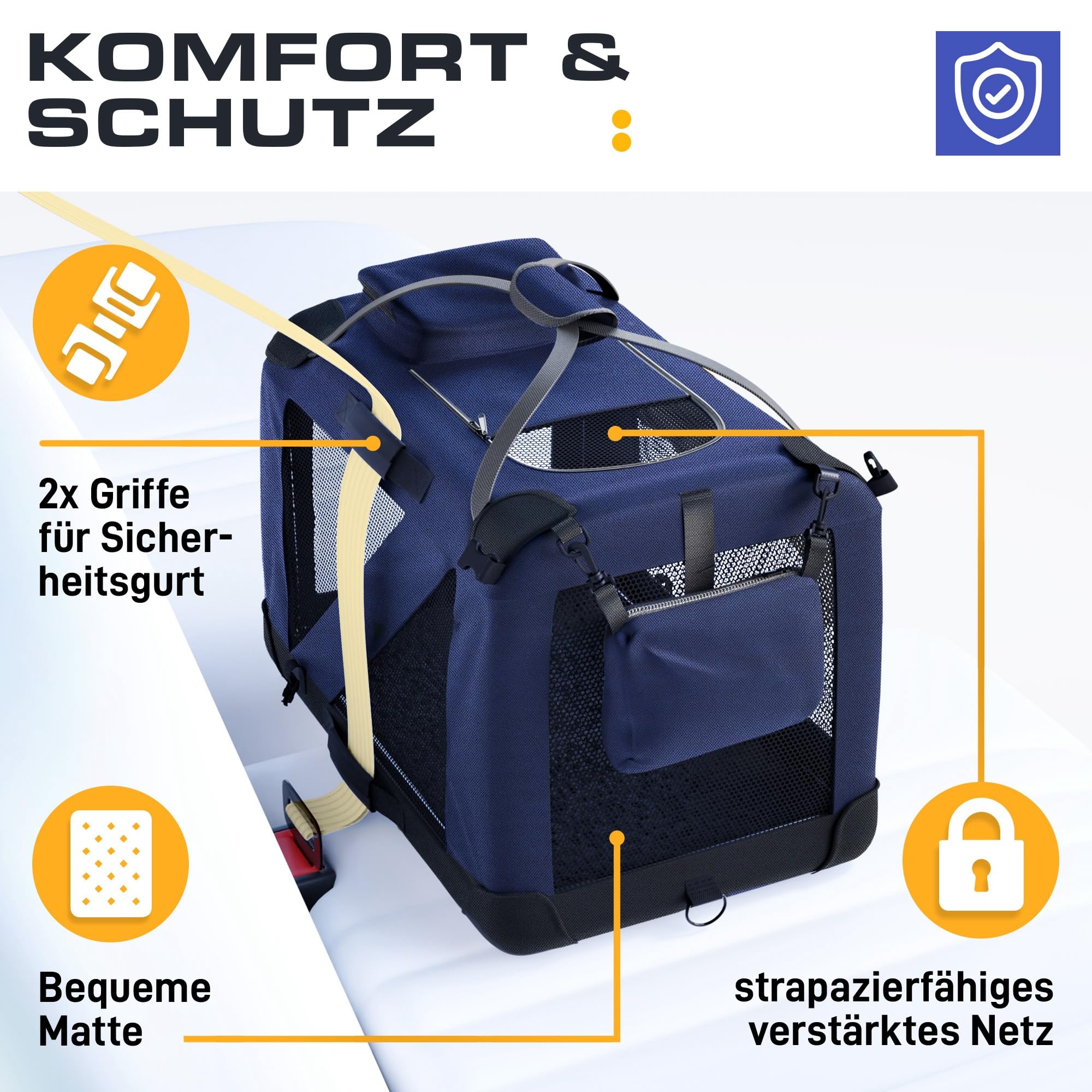 PETPROVED Faltbare Hundebox Auto für Mittlere Hunde - Transportbox Hundetransportbox