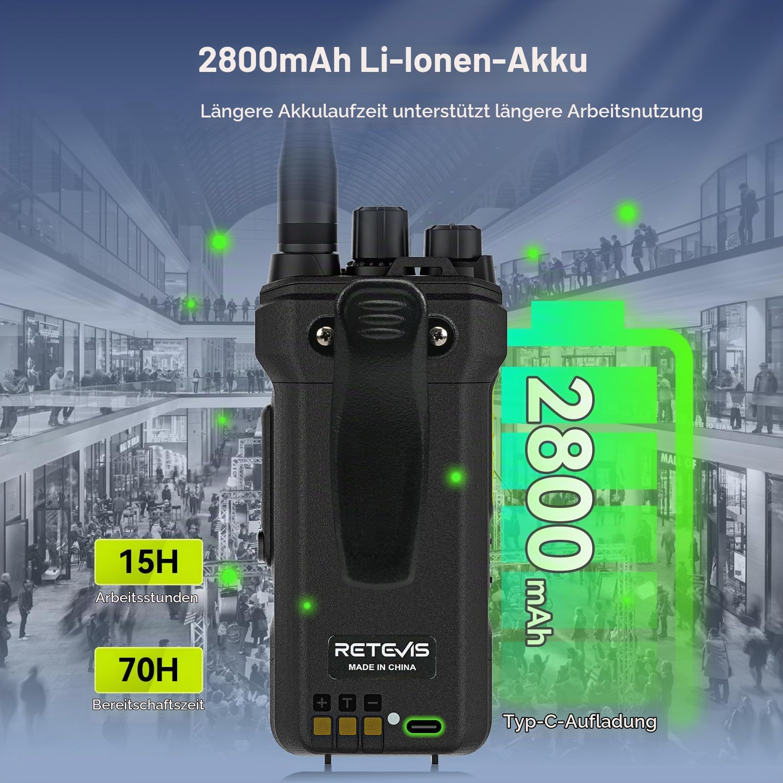 Retevis NR30D DMR Hand Funkgerät, wasserdicht nach IP67, 2800 mAh, Digitale Walkie Talkies mit Geräuschunterdrückung, Kompatibel mit AES256 für die Rettung im Freien (1 Stück)
