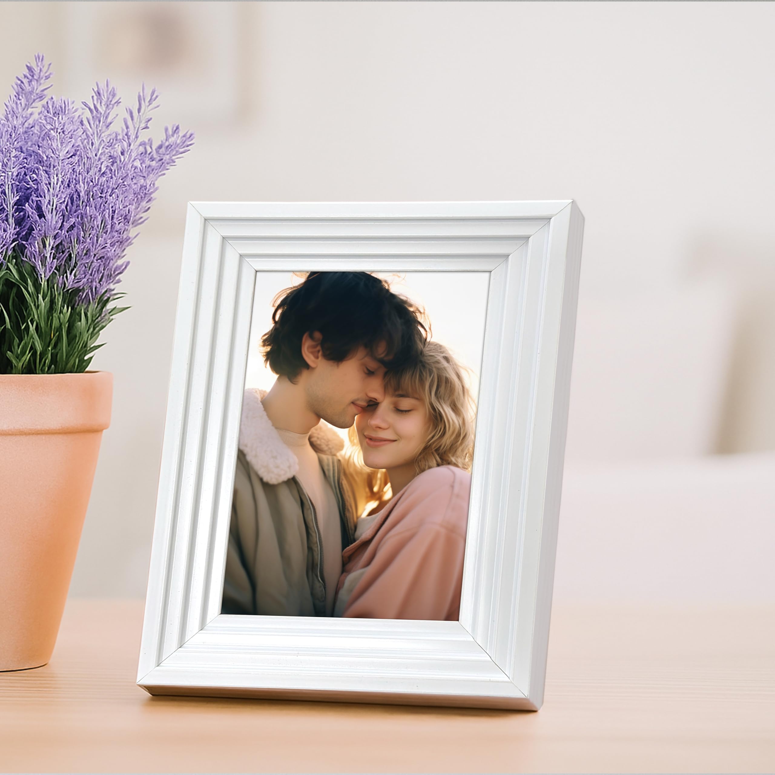 Art Street Premium 3D Table Top Photo Frame, Designer Picture Frames For Home Décor, Office Desk, Bedroom & Living Room (White, Size 4x6 inch)