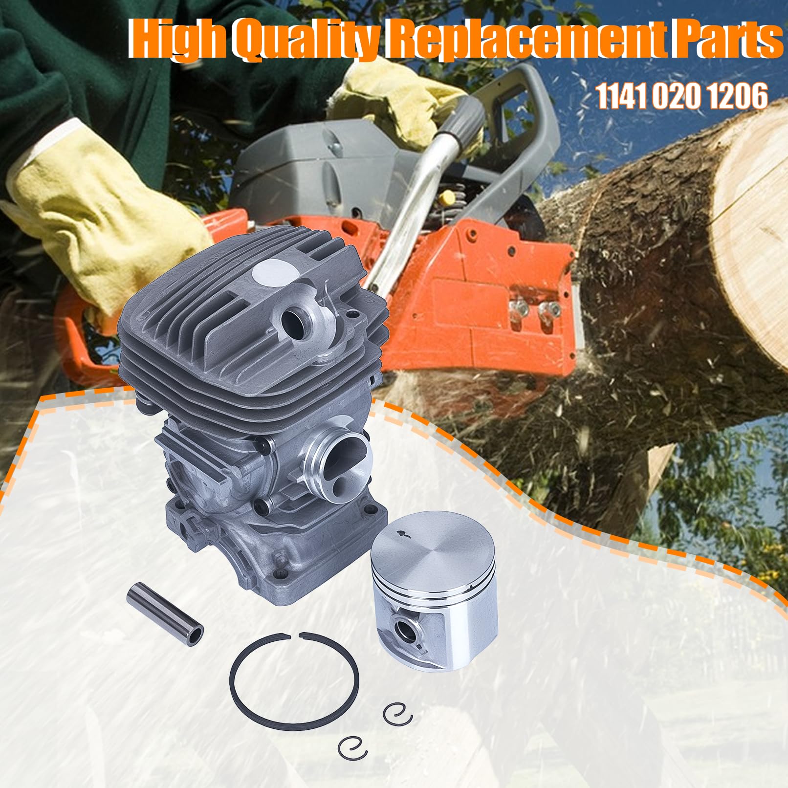 Zestaw cylindra tłokowego do piły łańcuchowej Stihl MS291 MS291C MS271 MS271C, cylinder z łożyskami, uszczelki olejowe, świeca zapłonowa, zamiennik 1141 020 1206