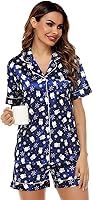 Vista 3 de SWOMOG Womens Silk Satin Pajamas Set Two-piece Pj Sets Sleepwear Loungewear Button-Down Pj Sets