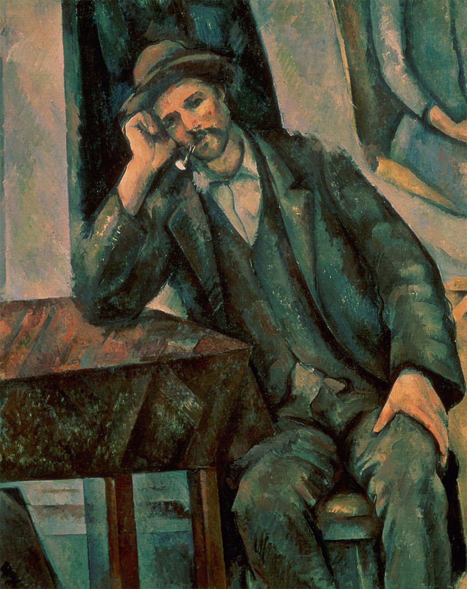 SERENDIPITP Abstract Painting Mural Print Picture Wall Decor Painting Man Smoking a Pipe by Paul Cézanne Vintage Wall Artwork for Home Decor 60x90cm