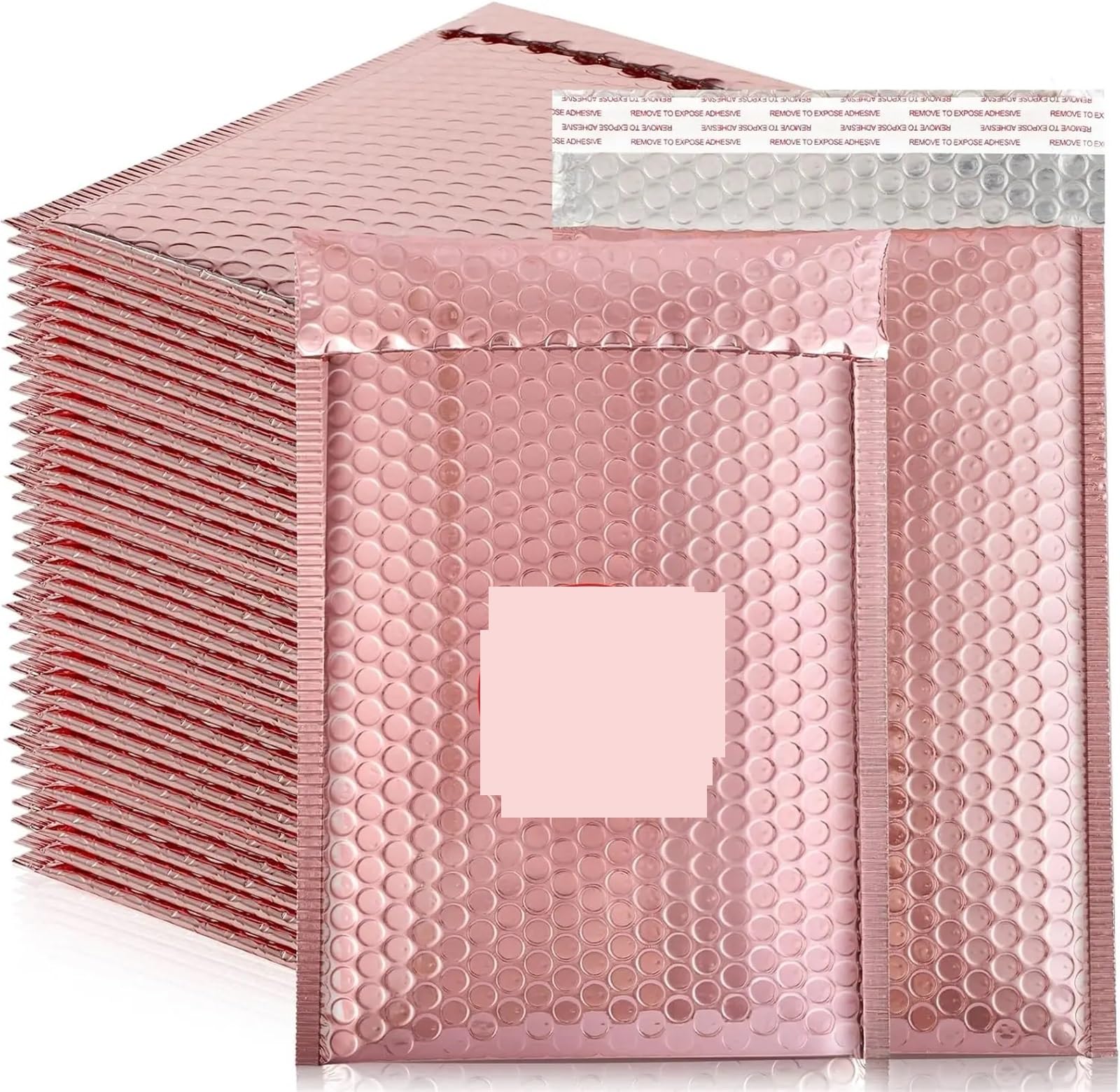 Self Sealing Bubble Cushion 30Pcs Holographic Bubble Mailer Mailing Envelope Thicken Protection Waterproof Padded Envelopes Pack Bag For Shipping(Rose gold,13 * 15cm)