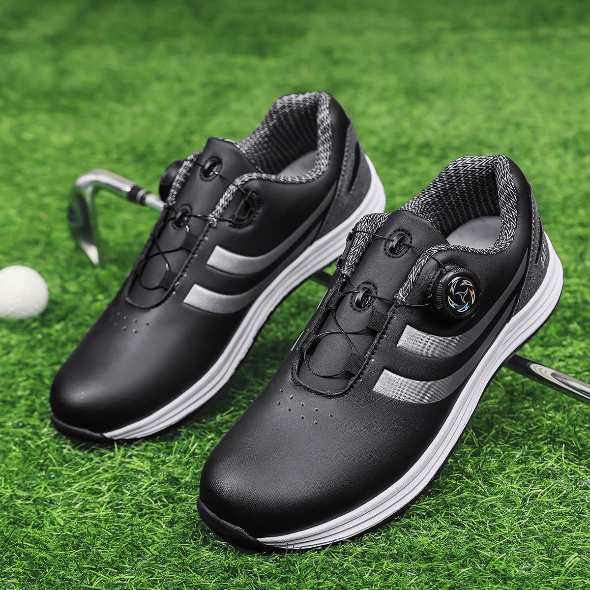[JKXK] ゴルフシューズ スパイクレス メンズ 白 黒 ダイヤル式 通気性 軽量 ゴルフトレーニングシューズ スニーカー 人気