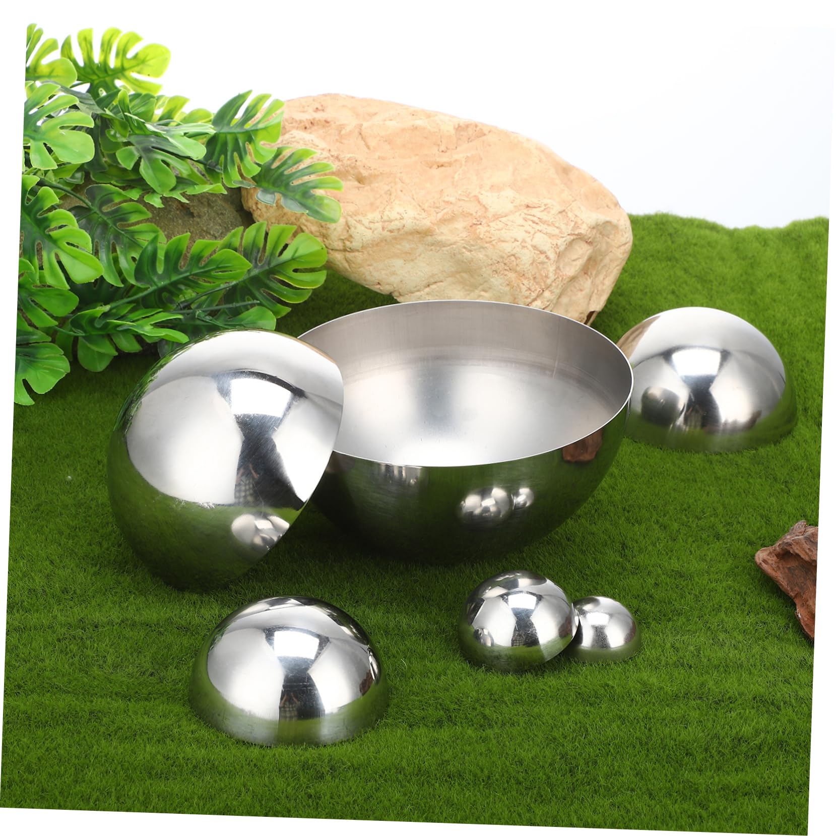 Happyyami 10pezzi Sfere Mezza Sfera Riflettenti in Acciaio Lucidato Palline Decorativa Per Giardino Outdoor Globo Specchio Semi Sferico Per Decorazioni e Casa Vari Diametri
