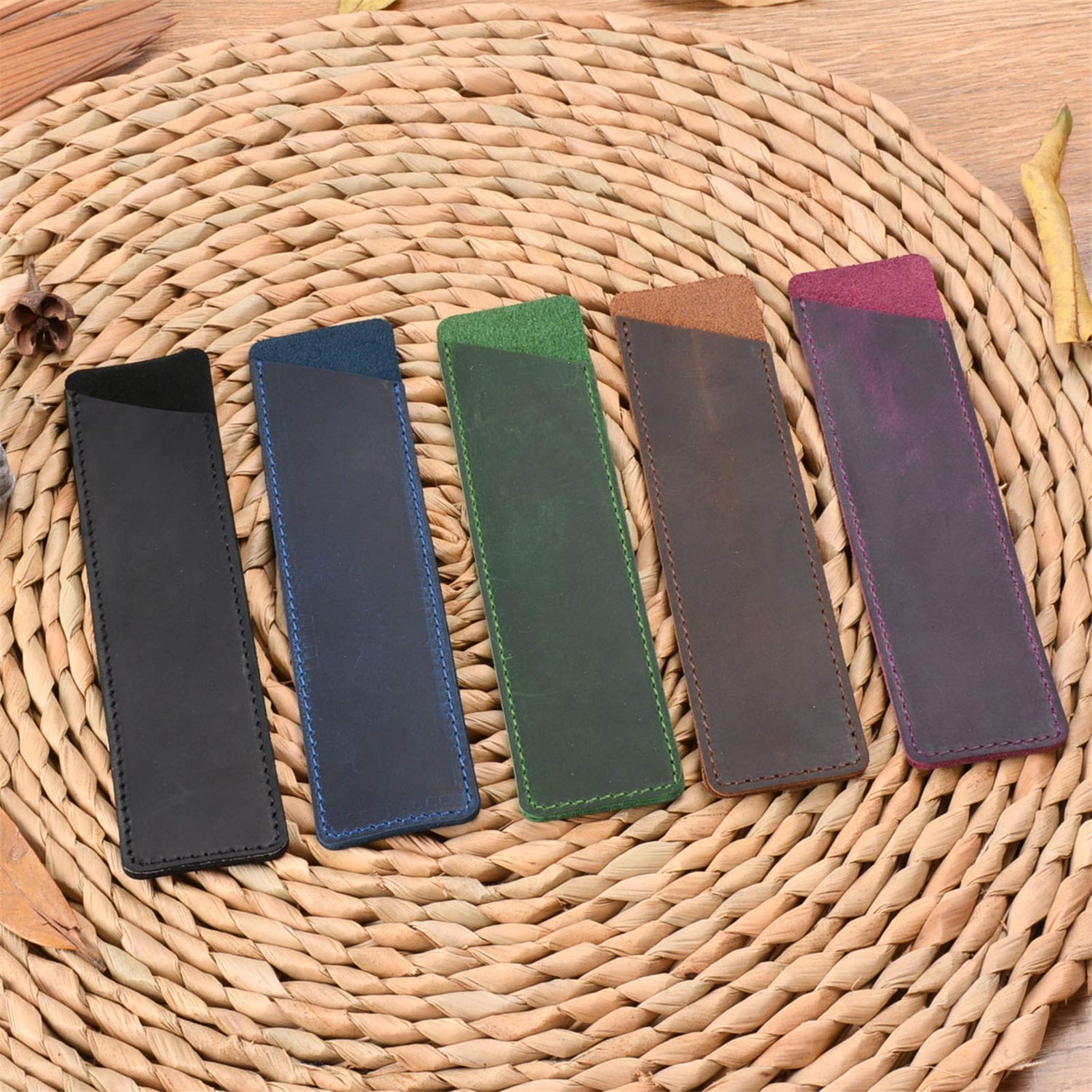 ACiyD Estuches para lápices Estuche para bolígrafos de Cuero Genuino Estuche para lápices para Estudiantes jóvenes (Color : Coffee, Size : 16x4cm) (Color : Black, Size : 16x4cm) (Brown 16x4cm)