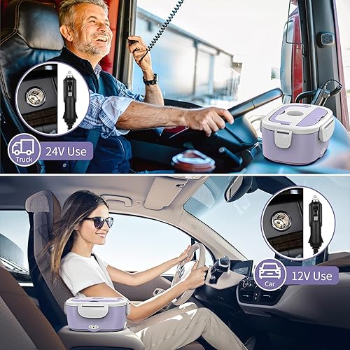 Miniatura 3 de Fiambrera eléctrica, lonchera térmica 3 en 1 para adultos, fiambreras de calefacción portátil para cochecamióntrabajohogar con recipiente de acero