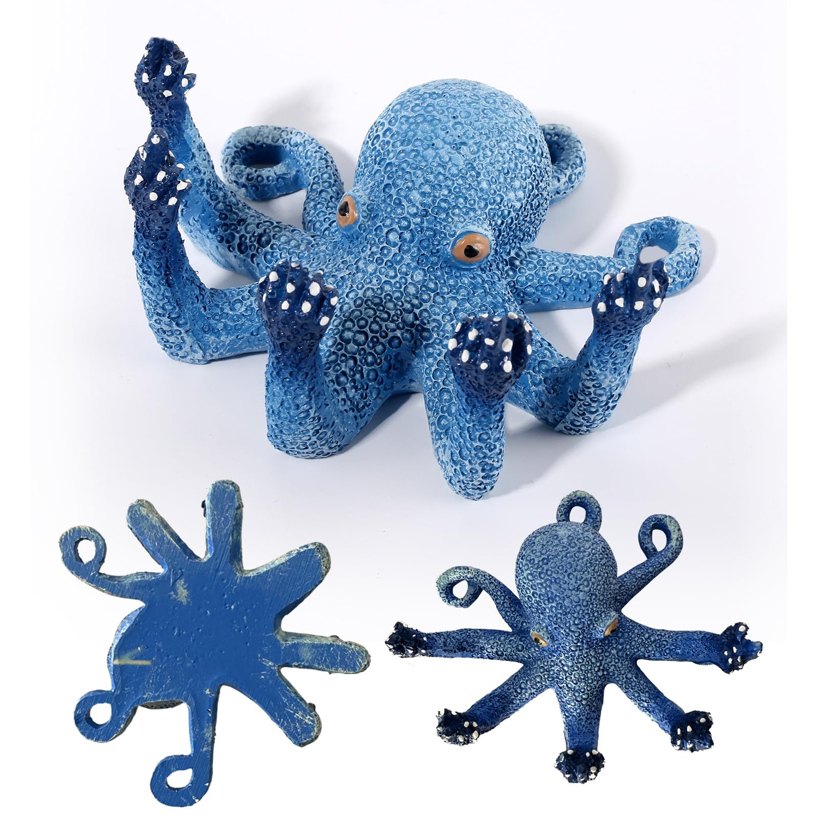 Adornos de pulpo para acuario, vida marina artificial azul, dedos brillantes que mejoran el atractivo visual, adecuados para varias peceras