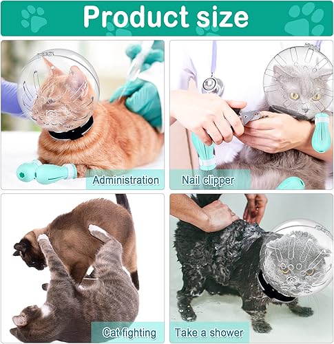 Miniatura 6 de Bozal de gato para aseo, capucha ajustable con fundas para patas, bozales transpirables antimordeduras, botas antiarañazos, botas de silicona para