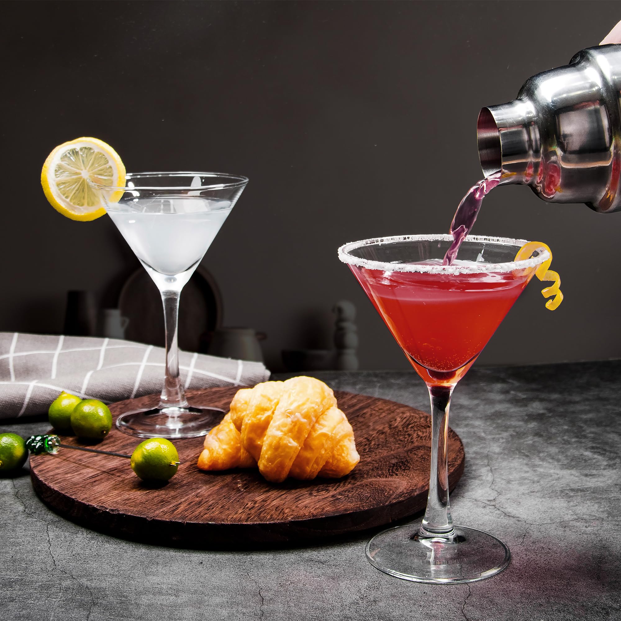 Juego de 7 copas de Martini de 6 onzas, copas de vino de Martini con tallo clásico, juego de copas de Martini transparentes para bar, fiesta de cóctel, boda, al aire libre, camping y más