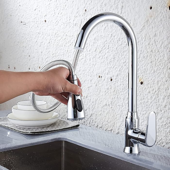 Buy Sccot Kitchen Sink Faucet Solid Brass with Pull Down Sprayer