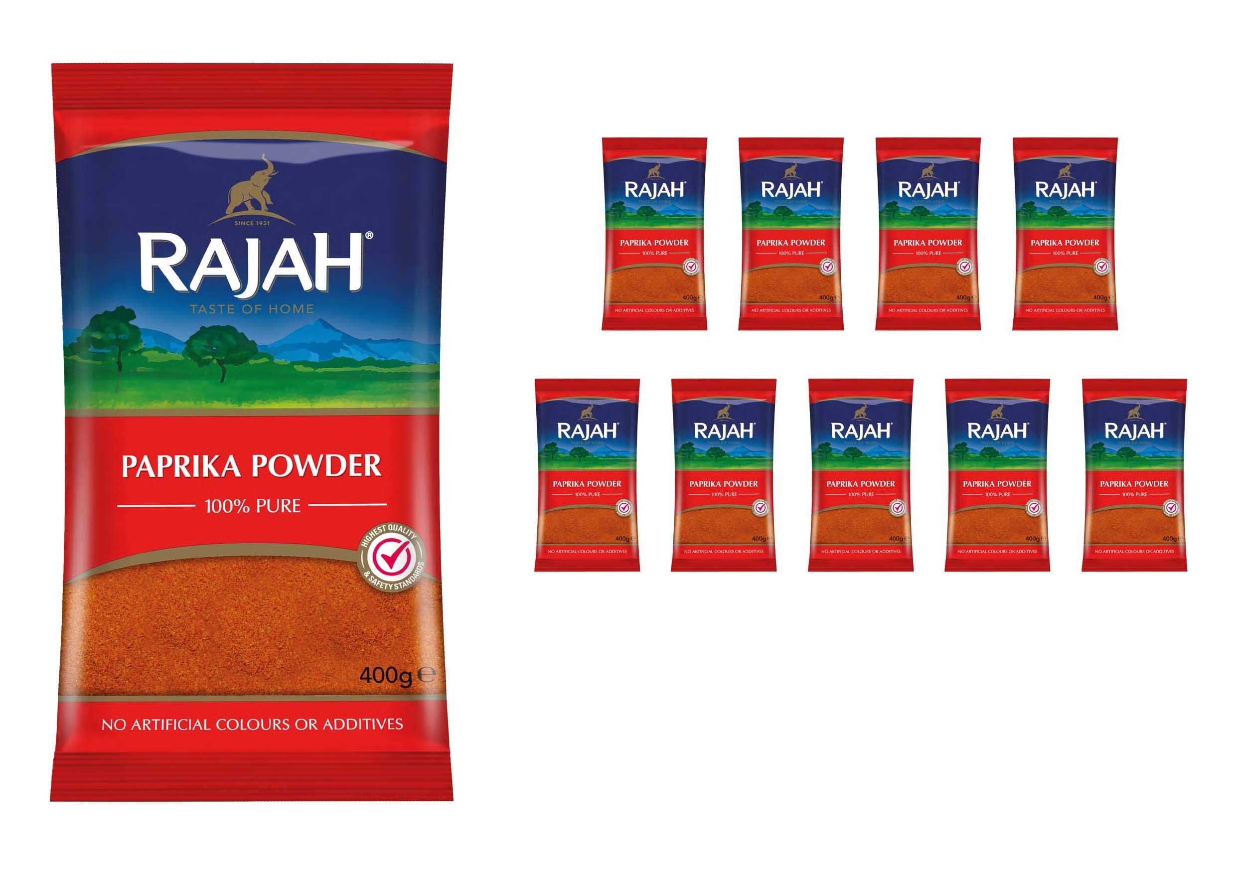 Rajah Spices Paprika Powder | Paprika | Ground Paprika | (10 x 400g)
