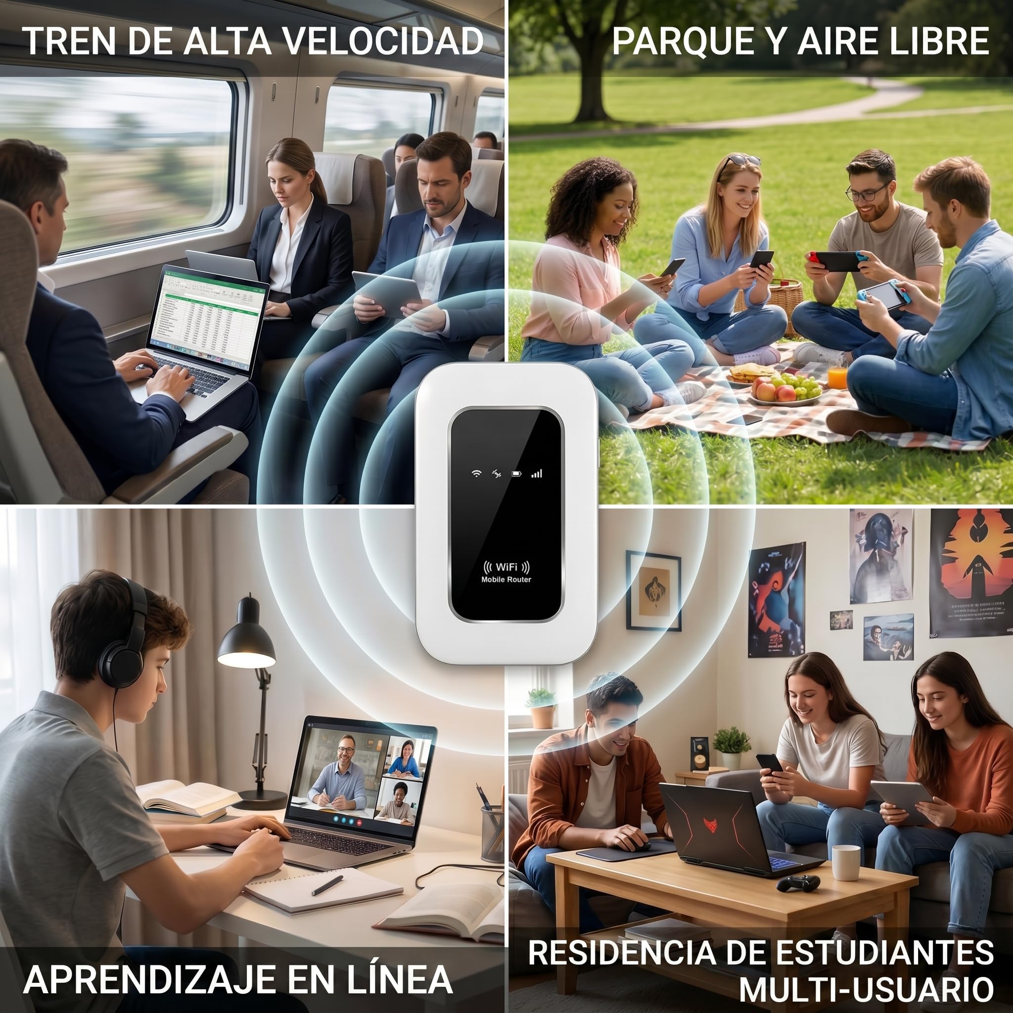Router WiFi 4G+ Portátil,WiFi portatil,Router portátil WiFi de Alta Velocidad Hotspot Mini Router móvil,Router 4G+ sim Portatil-Batería de 2100 mAh-Ideal para Viajes y Teletrabajo