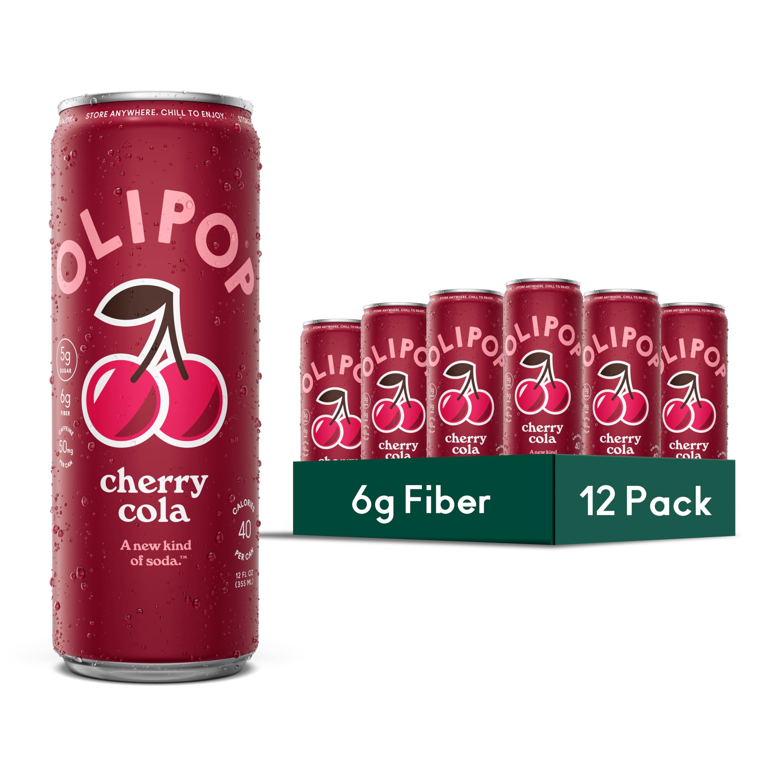 Amazon.com: OLIPOP Prebiotic Soda Pop, Cherry Cola, Pantry Pack