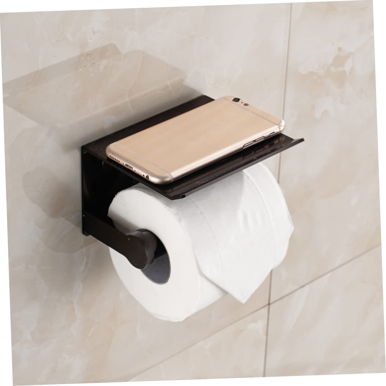 Porta Rotolo Carta Igienica in Alluminio Nero, Supporto a Parete