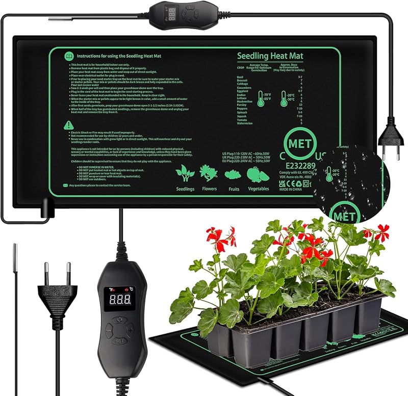 DAJASD 50W Termosztátos Fűtőszőnyeg Növényekhez 25x52cm Gyors Felmelegítés
