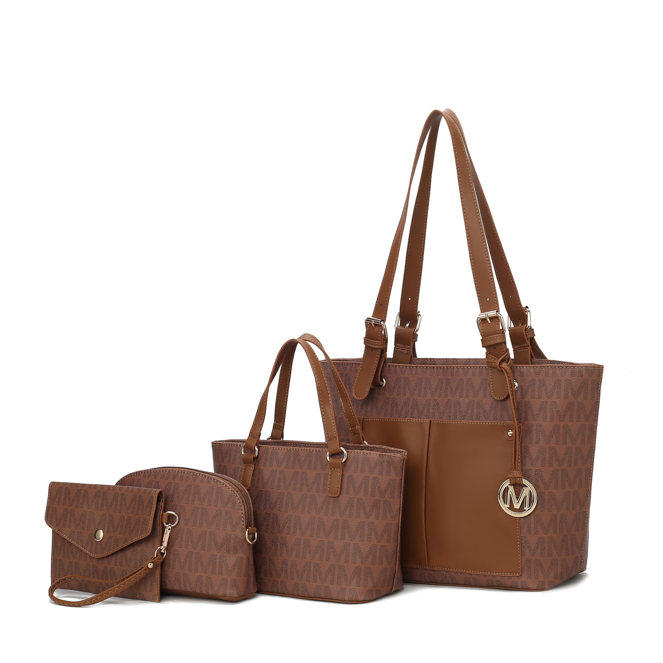 MKF CollectionTote Bag for Women, Shoulder Bag & Wristlet Pouch Top Handle Vegan Leather 4Pcs Set by Mia K