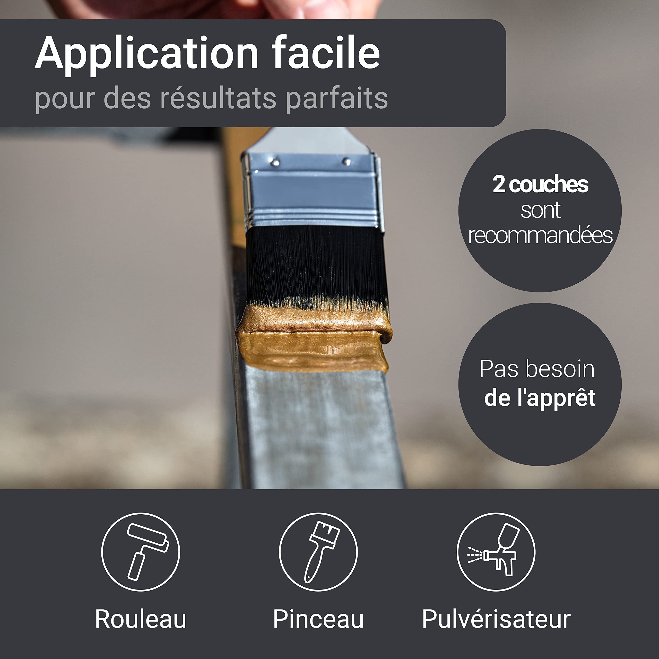WO-WE Peinture Métal W908 Fer & Acier Anti-rouille 3en1 Gris anthracite 2,5L