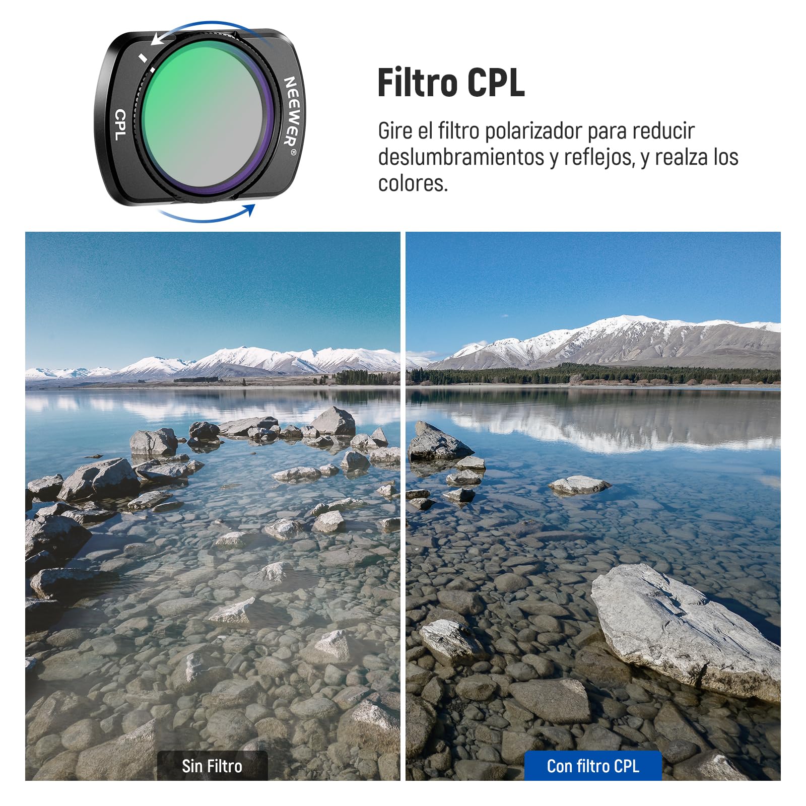 NEEWER CPL Juego de filtros ND, Compatible con Accesorios dji Osmo Pocket 3 / Pocket 4 / Xtra Muse Creator, Filtro polarizador Circular magnético HD múltiple ND16 ND64 ND256 Kit de Filtro Gris
