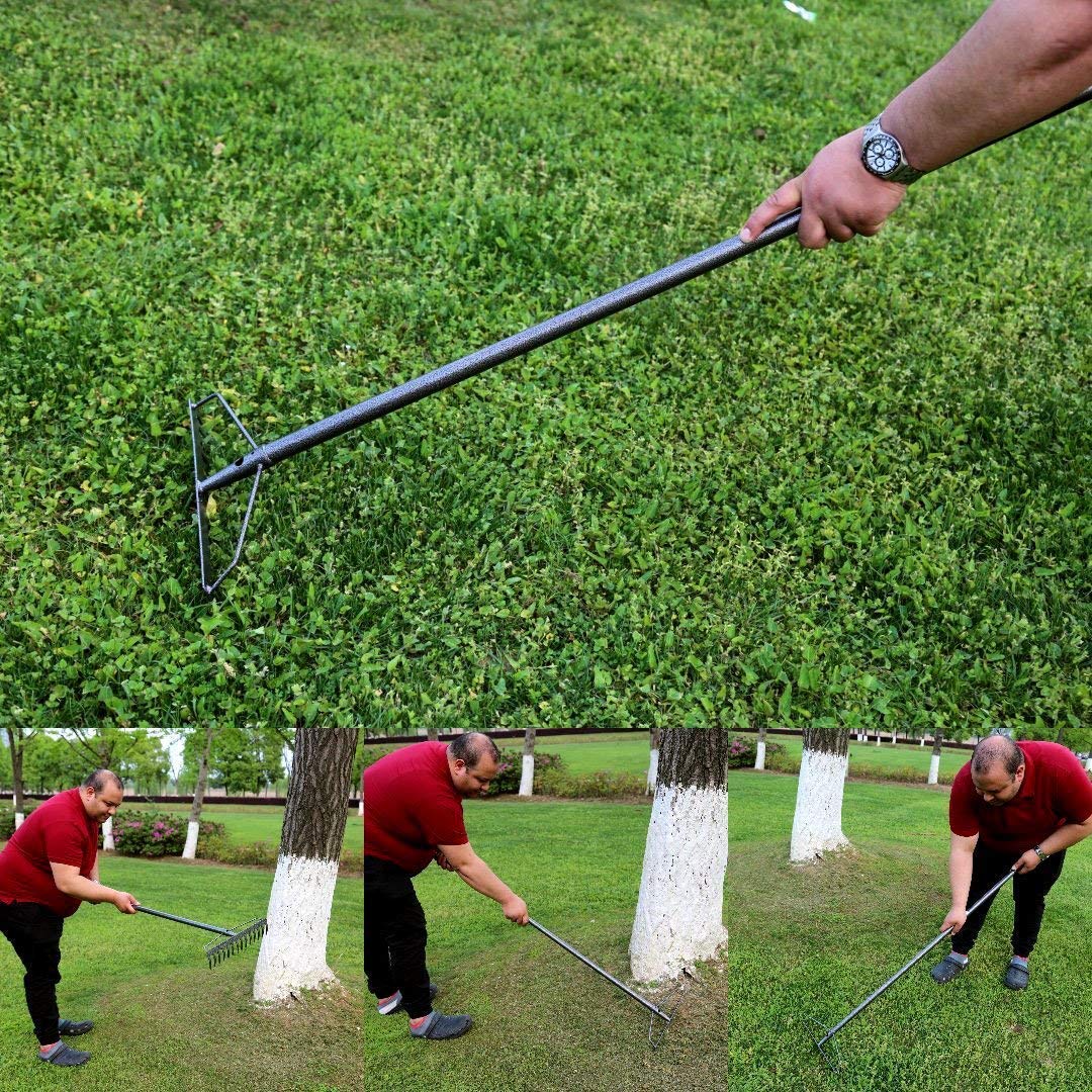 Old Tjikko Soil Rake,Garden Rake Heavy Duty,Green Rake Gardening,Landscape Rake,Carbon Steel