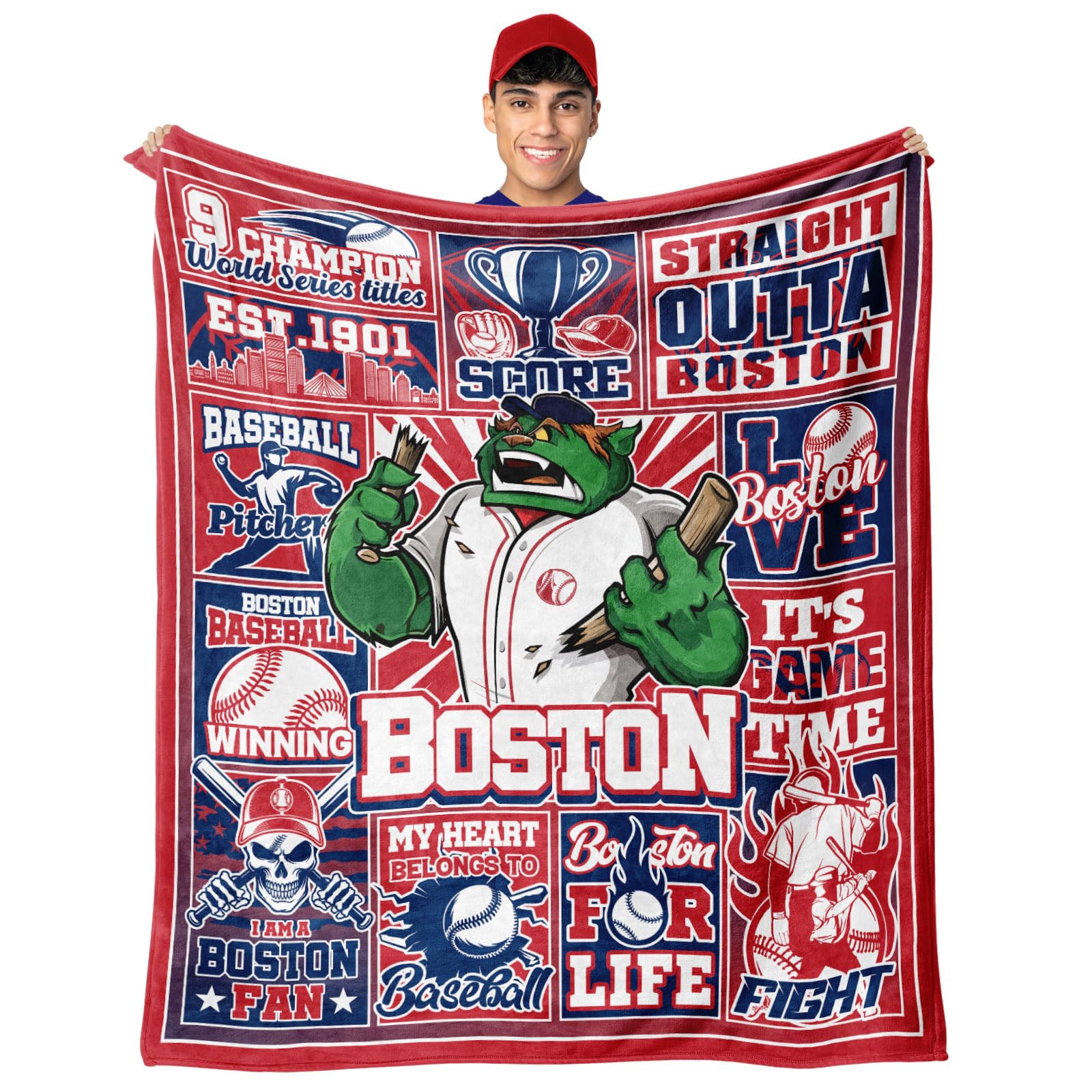 KLFELK Baseball Gifts for Men, Red Baseball Blanket, Players Coach Gifts for Fans, Sports Stuff Blanket Throws 60