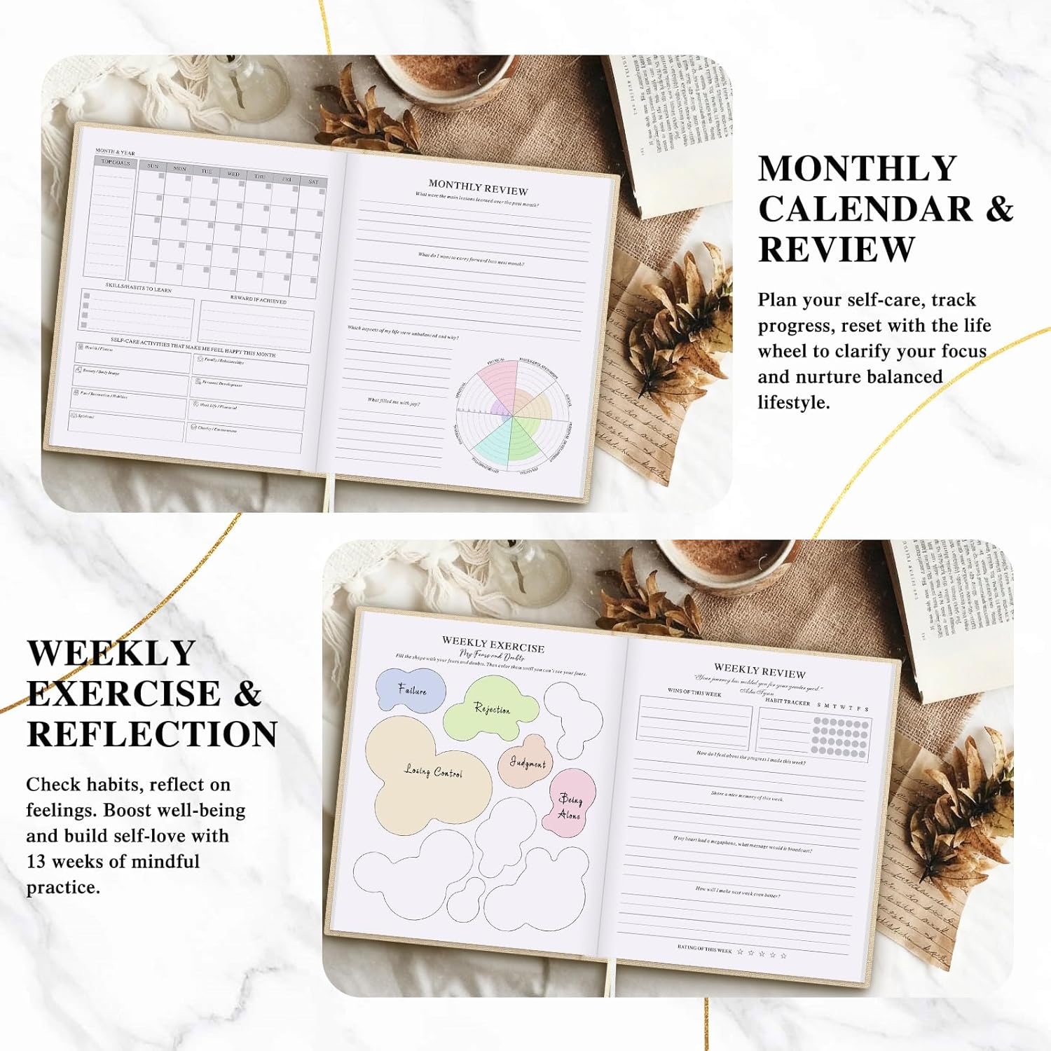 Lanpn Self Care Journal for Women, Self Love Guided Journals with Prompts, Daily Reflection Wellness & Gratitude Planner, 5 Minute Mental Health Notebook, Mindfulness Mood Log, 240 Pages, Beige - Image 7