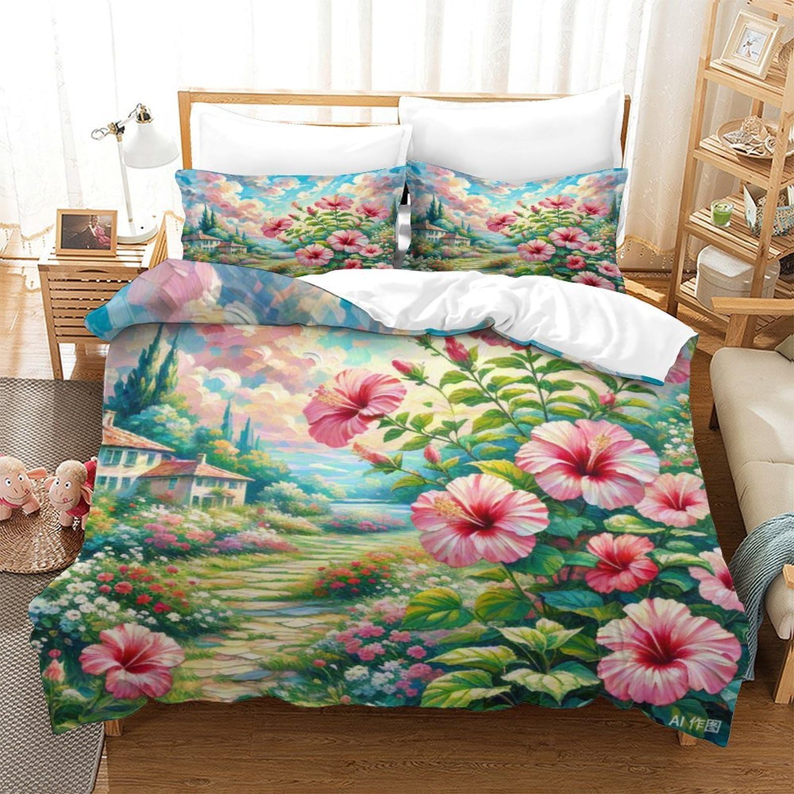 Linge de lit hibiscus 3D pour transformer la chambre des enfants et des ados