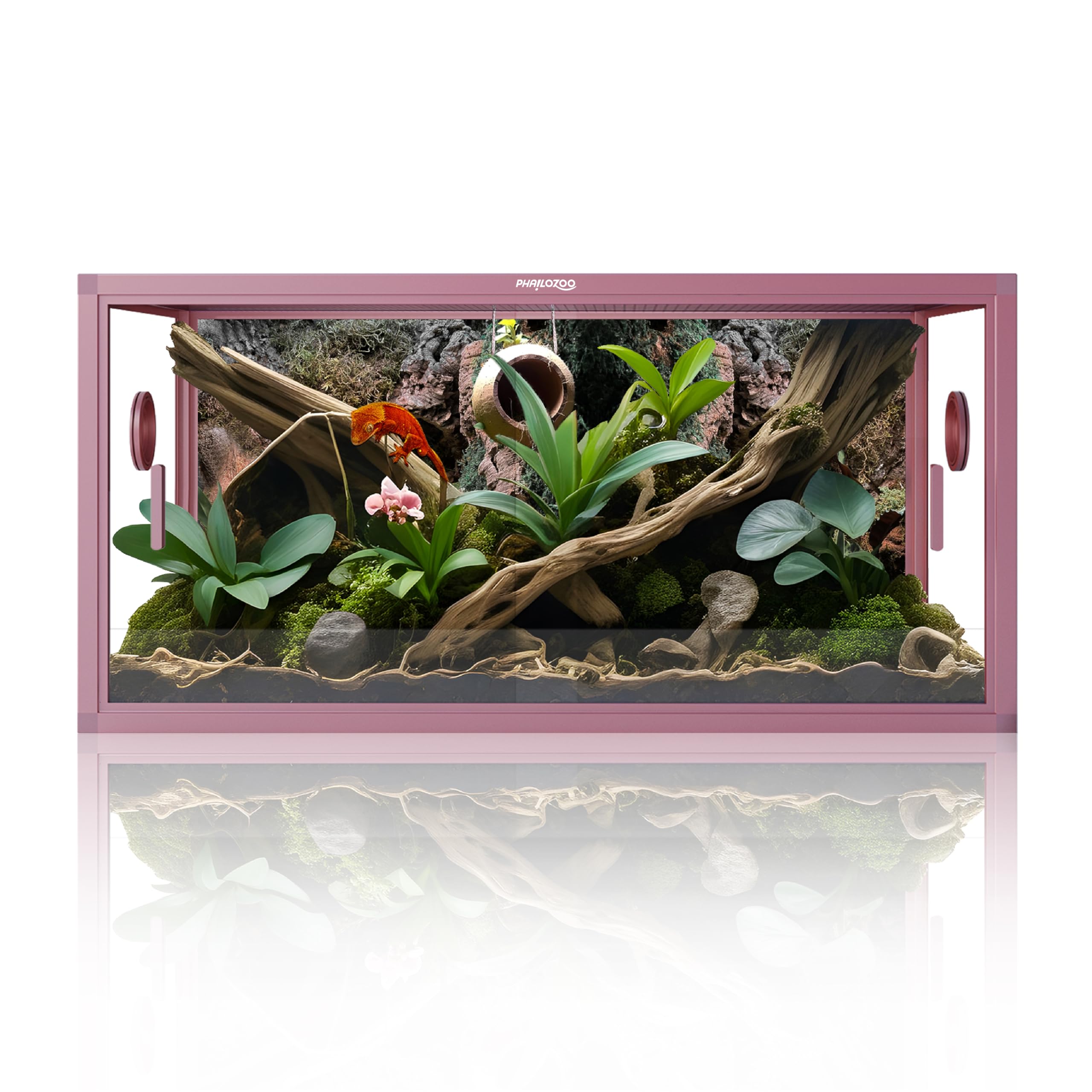 50 Gallon Bearded Dragon Tank, Reptile Enclosure for Easy Maintenance, Front Opening Reptile Tank with Top Screen Ventilation & Glass Sliding Door 36''x18''x18''