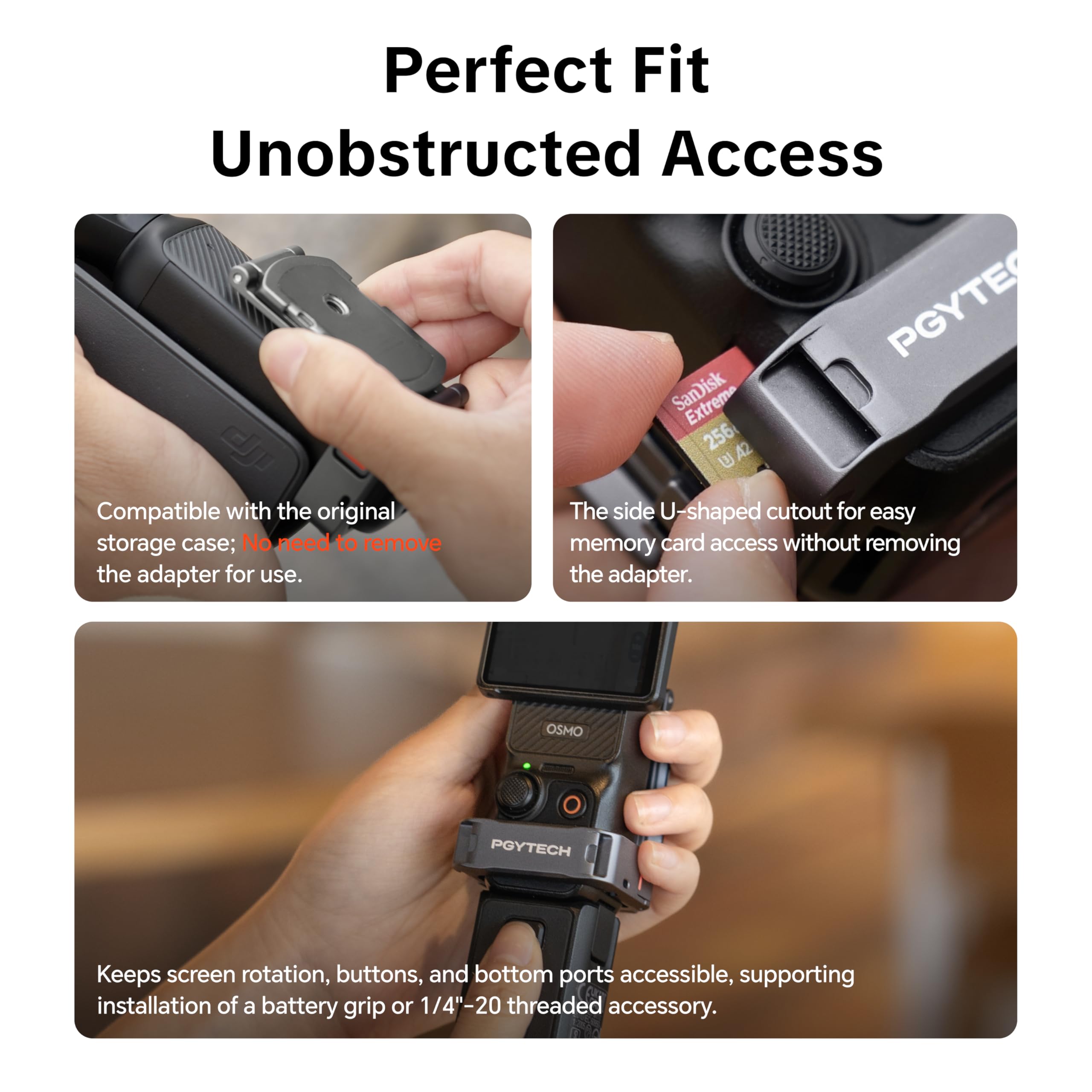 PGYTECH Expansion Adapter Magnética para dji Osmo Pocket 4/3, Soporte Plegable con Arca-Swiss y Zapata Fría, Rig de Vlogging 40N, Accesorio Jaula Ligera de Protección