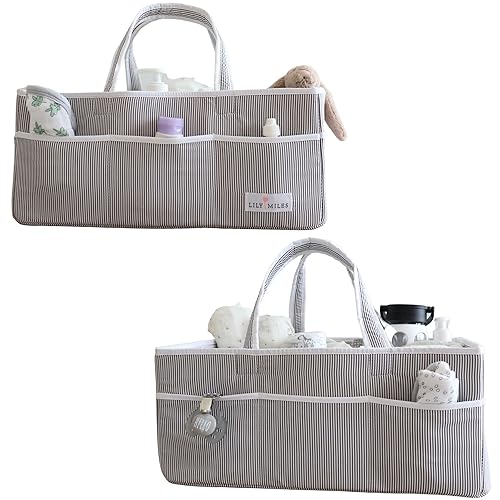 Lily Miles Organizador de pañales extra grande Paquete de 2 Organizador para pañales de bebé, toallitas o artículos esenciales