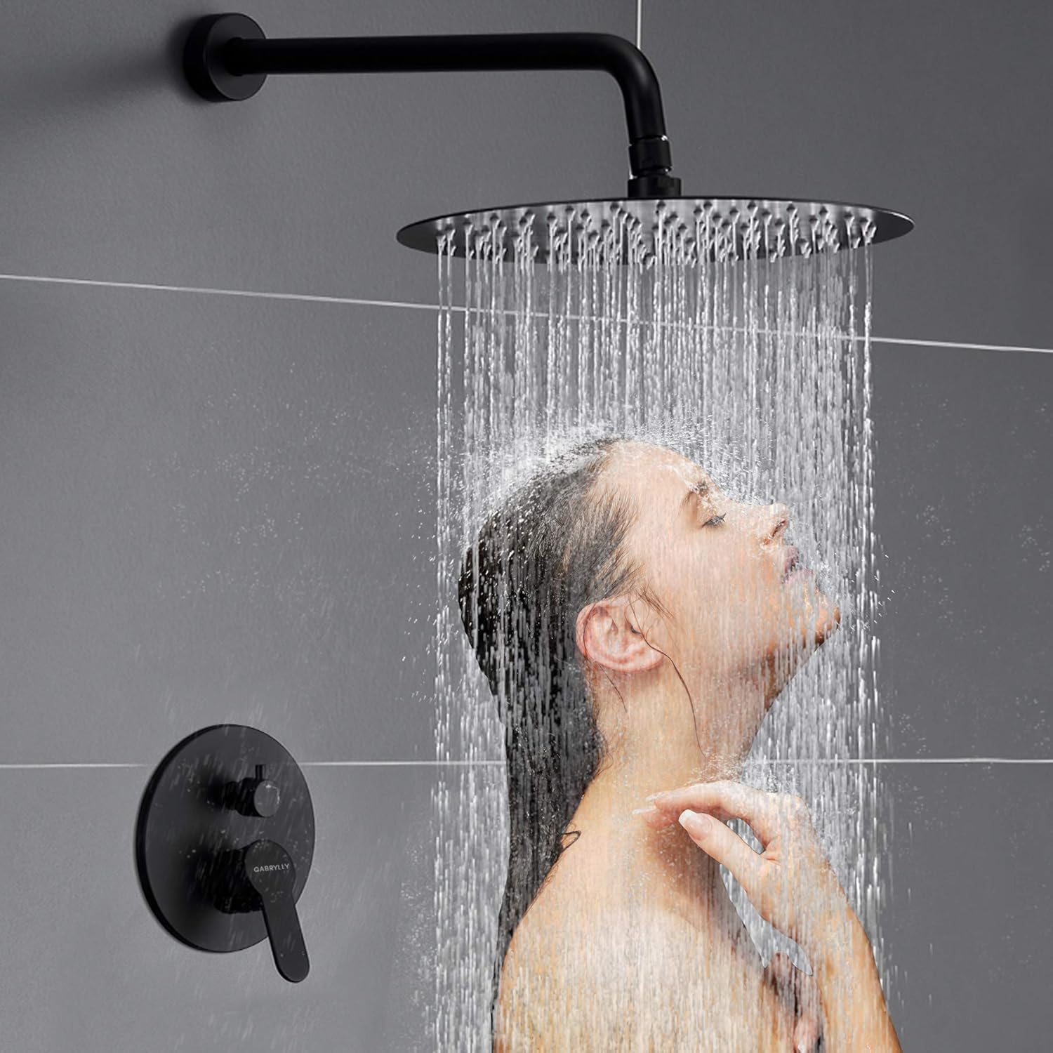 Best Deal Product Shower System, Wall Mounted Shower Faucet Set for Bathroom with High Pressure 12 Stainless Steel Rain Shower head and 5-Mode Handheld Shower Set, 2 Way Pressure Balance Shower Valve Kit, Matte Black