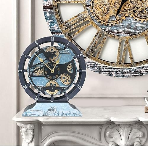 Vista 19 de ImprovingLife The Gears Reloj de escritorio de 10 pulgadas con engranajes móviles reales convertibles en reloj de pared (gris carbón)
