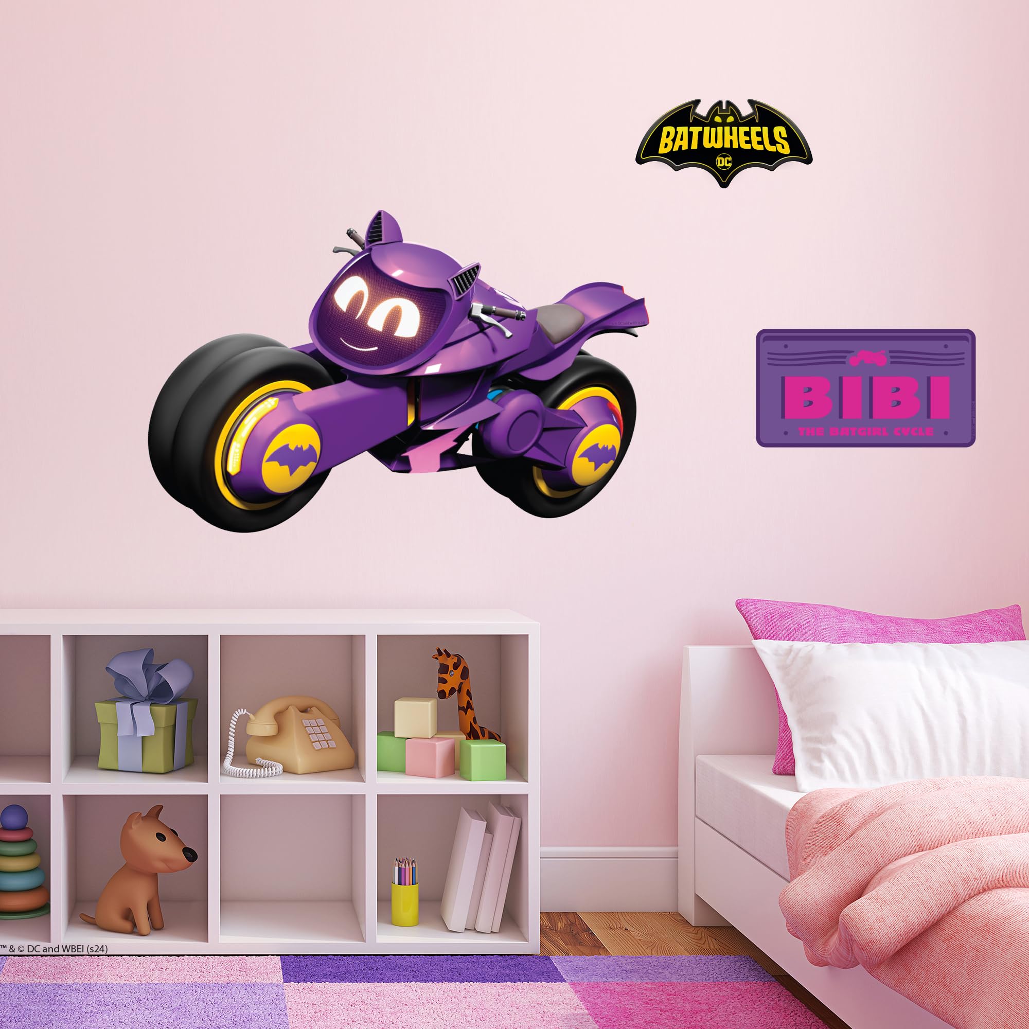 Themed Black Batwheels™ Wall Sticker - Bibi Decal Dc Superhero Art (60Cm Width X 30Cm Height)