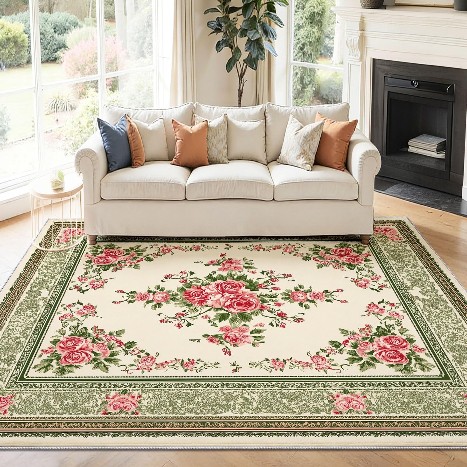 Tapis salon lavable vert fini les glissades avec ce grand tapis antidérapant rose