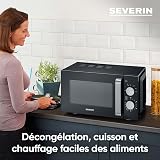 SEVERIN Four Micro-ondes, 20 L, Avec Fond Plat en Céramique, jusqu’à 800 W, 6 niveaux de puissance, Noir, MW7761 - 7