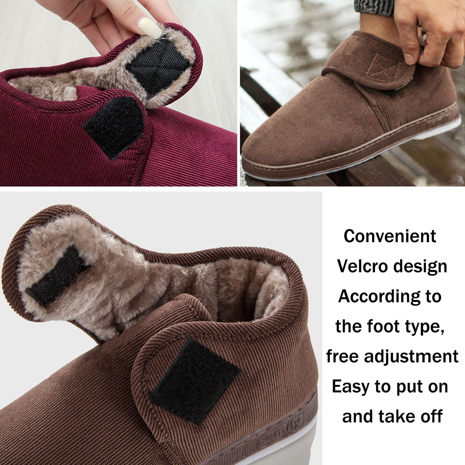 Dames Diabetisch Oedeem Pantoffels, Extra Brede Klittenband Fuzzy Dames Diabetisch Oedeem Pantoffels, Extra Brede Klittenband Fuzzy