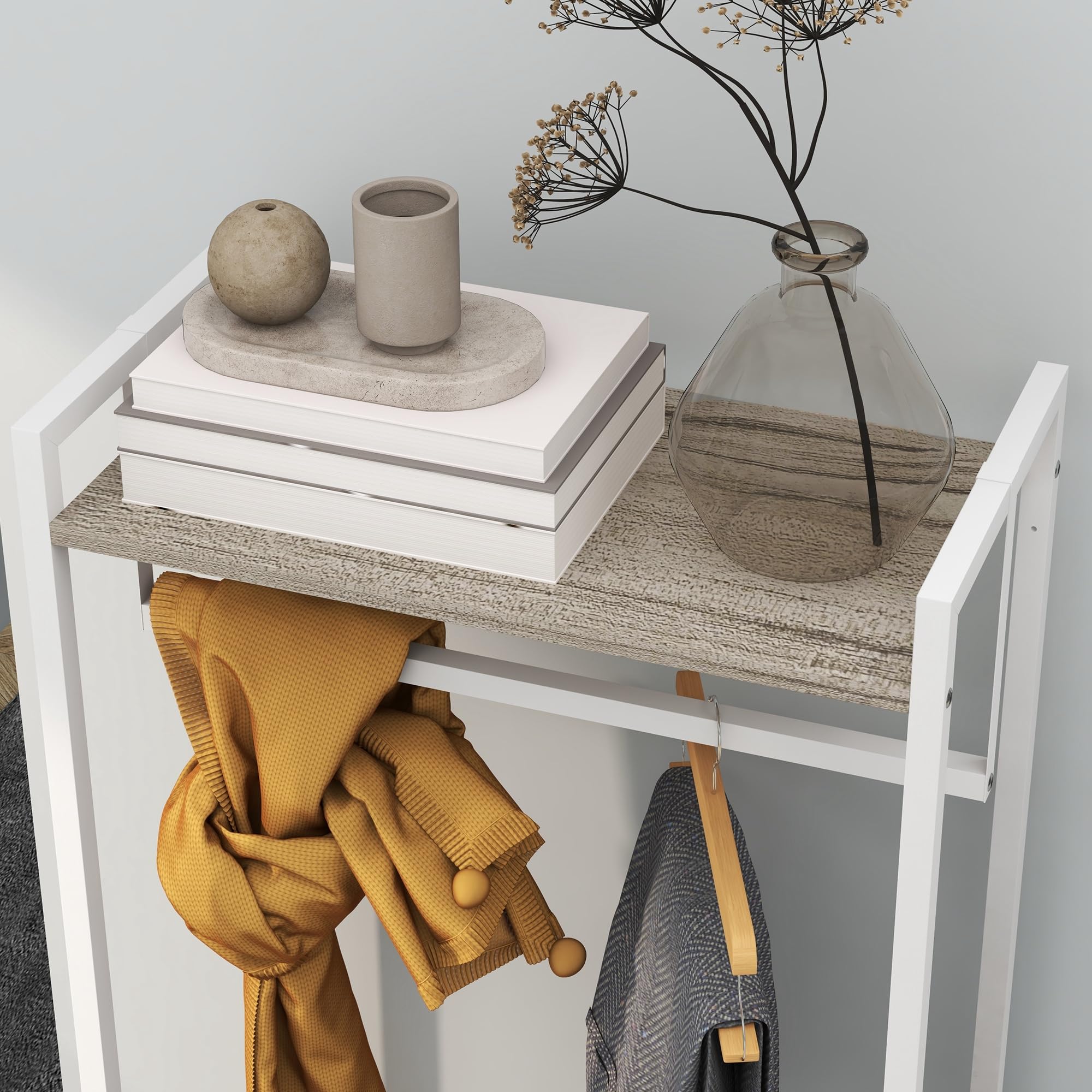 HOMCOM Perchero para Ropa Perchero Recibidor con 3 Cajones de Tela Barra para Colgar y Estante de Almacenamiento para Pasillo Dormitorio Sala de Estar 58,5x30x178 cm Natural